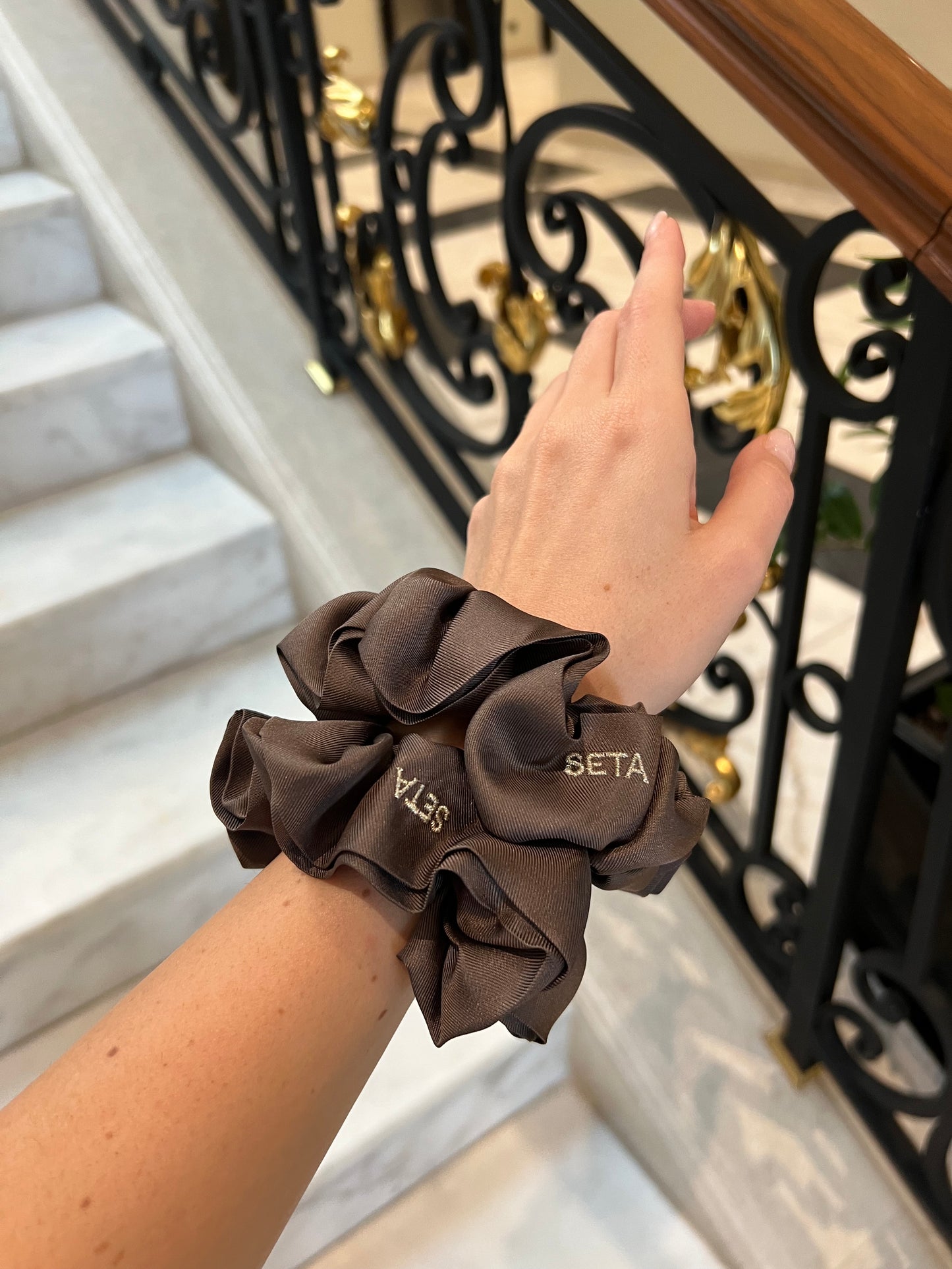 Matte Brown Silk Scrunchie