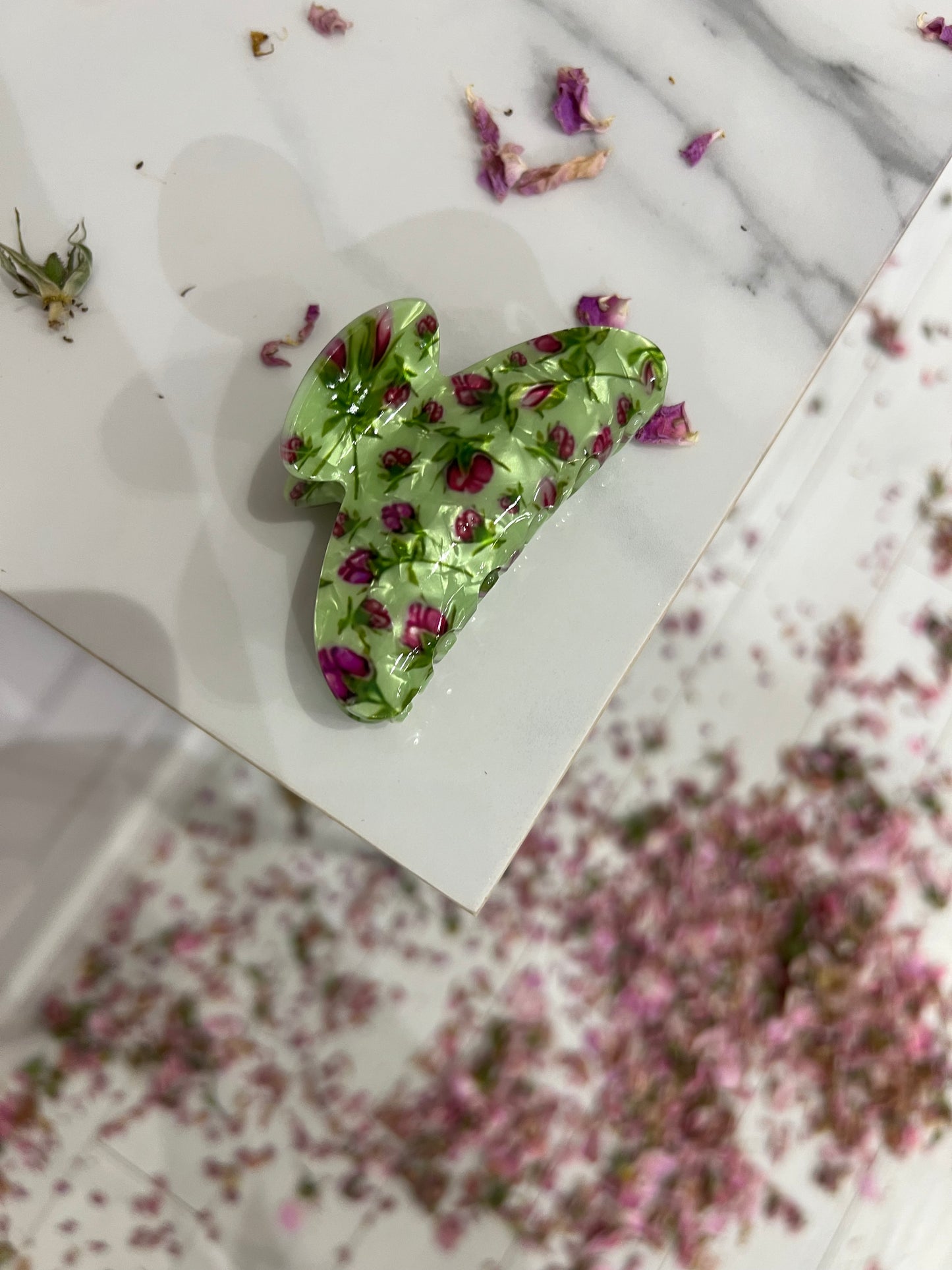 Fermaglio per capelli a forma di fiore verde