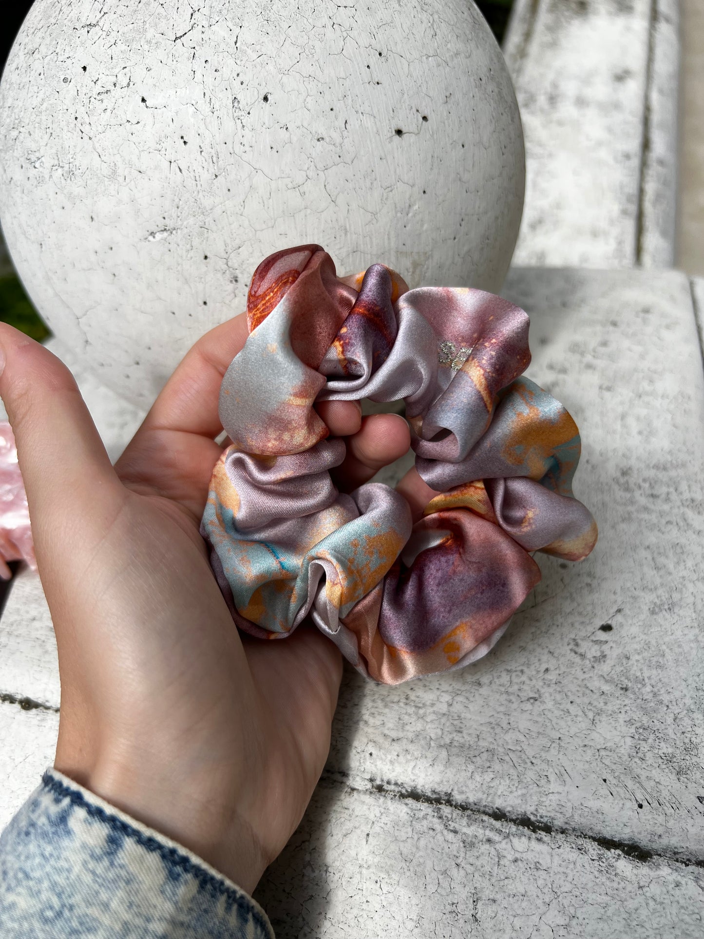 Rose Marble Silk Scrunchie