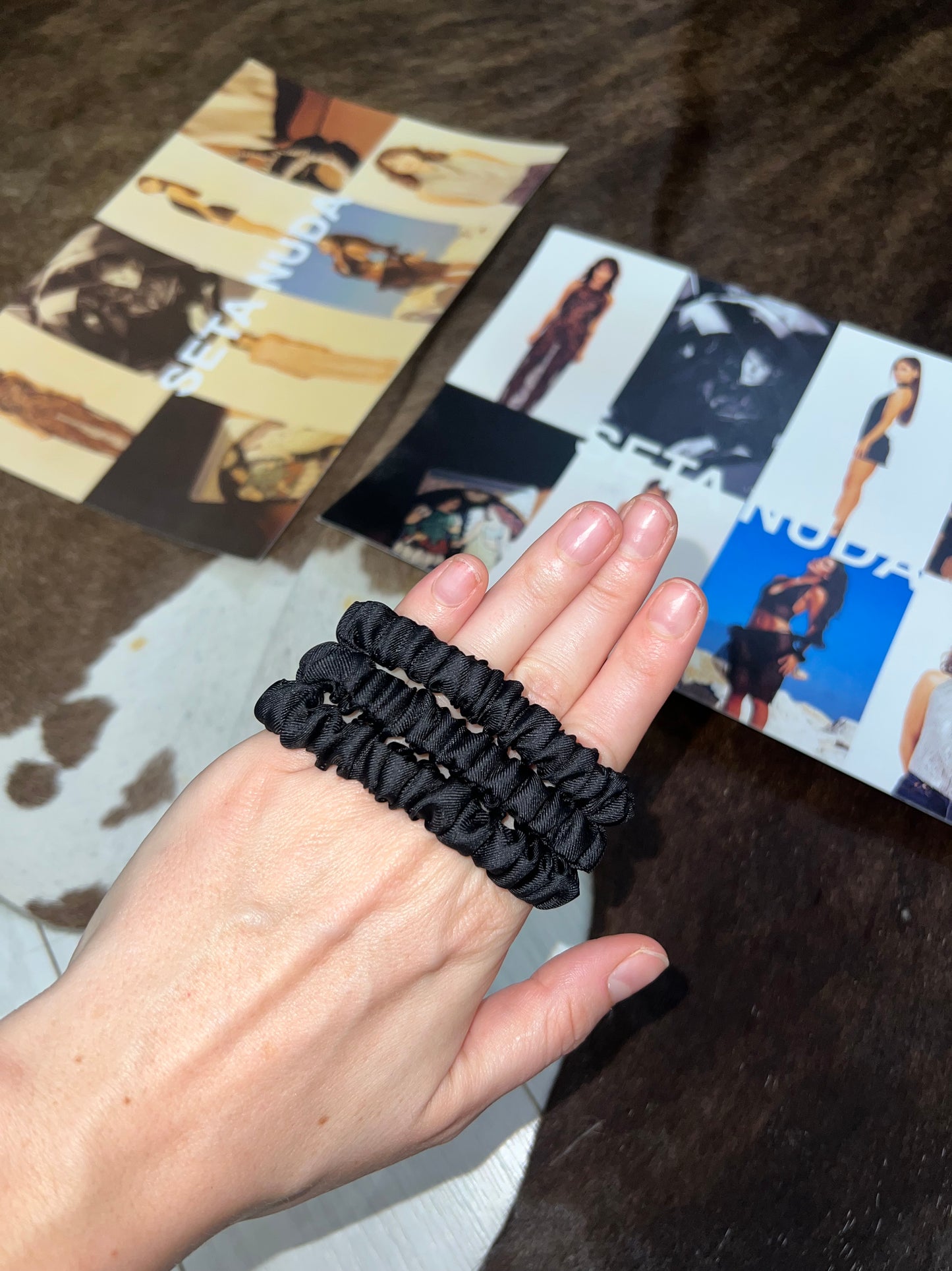 3 Pack Small Silk Scrunchies Black Matte
