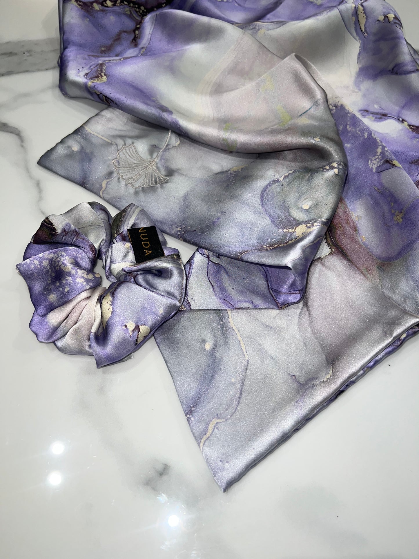 Federa in seta Purple Marble Dreams