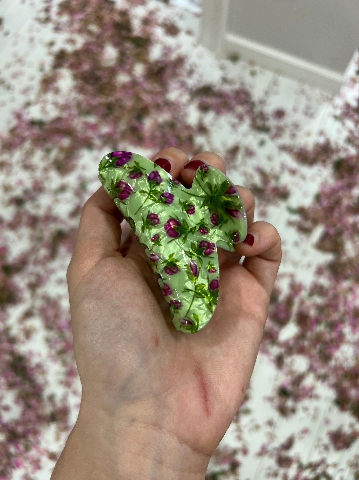 Fermaglio per capelli a forma di fiore verde