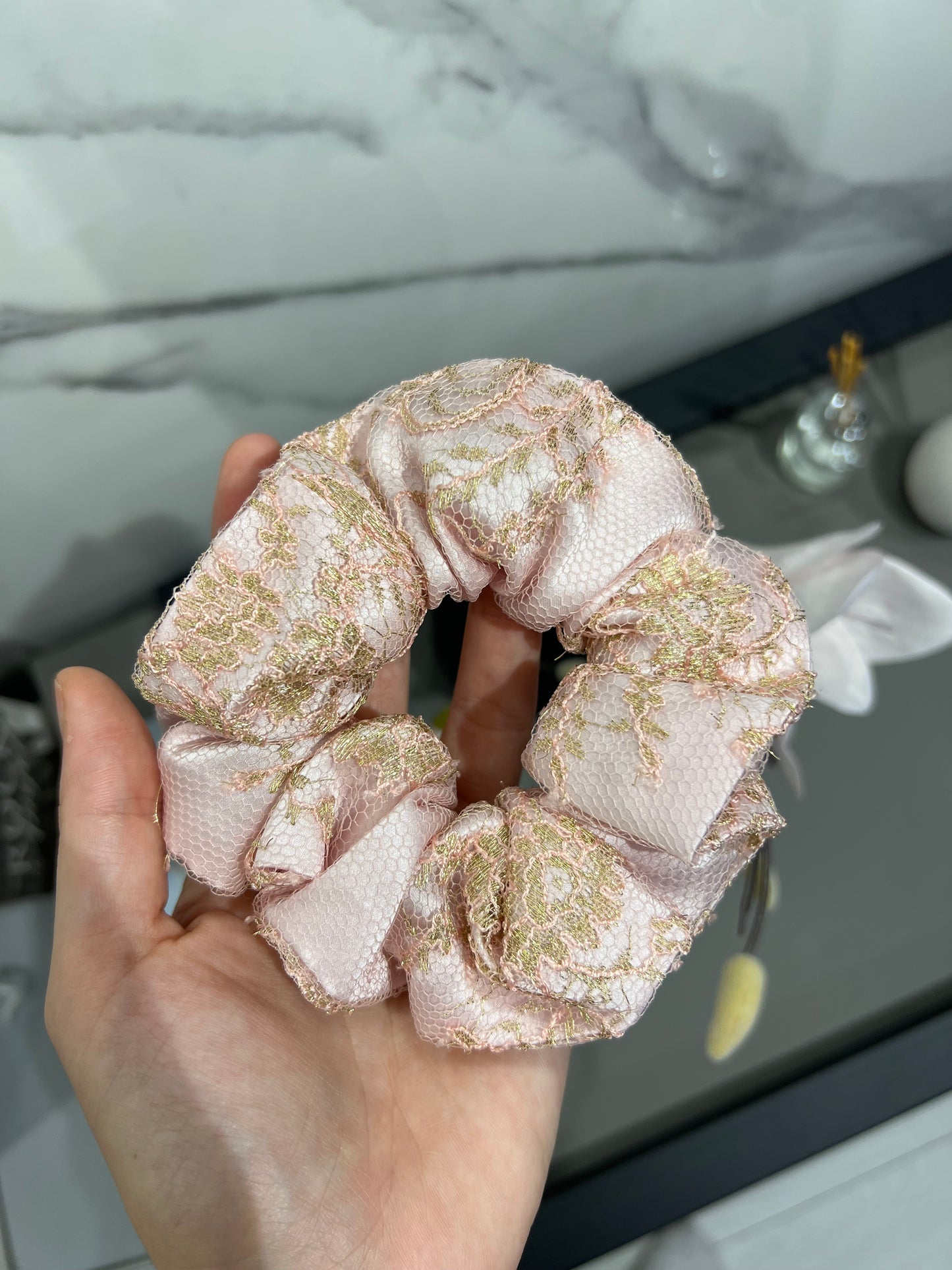 Renaissance Lace & Silk Scrunchie