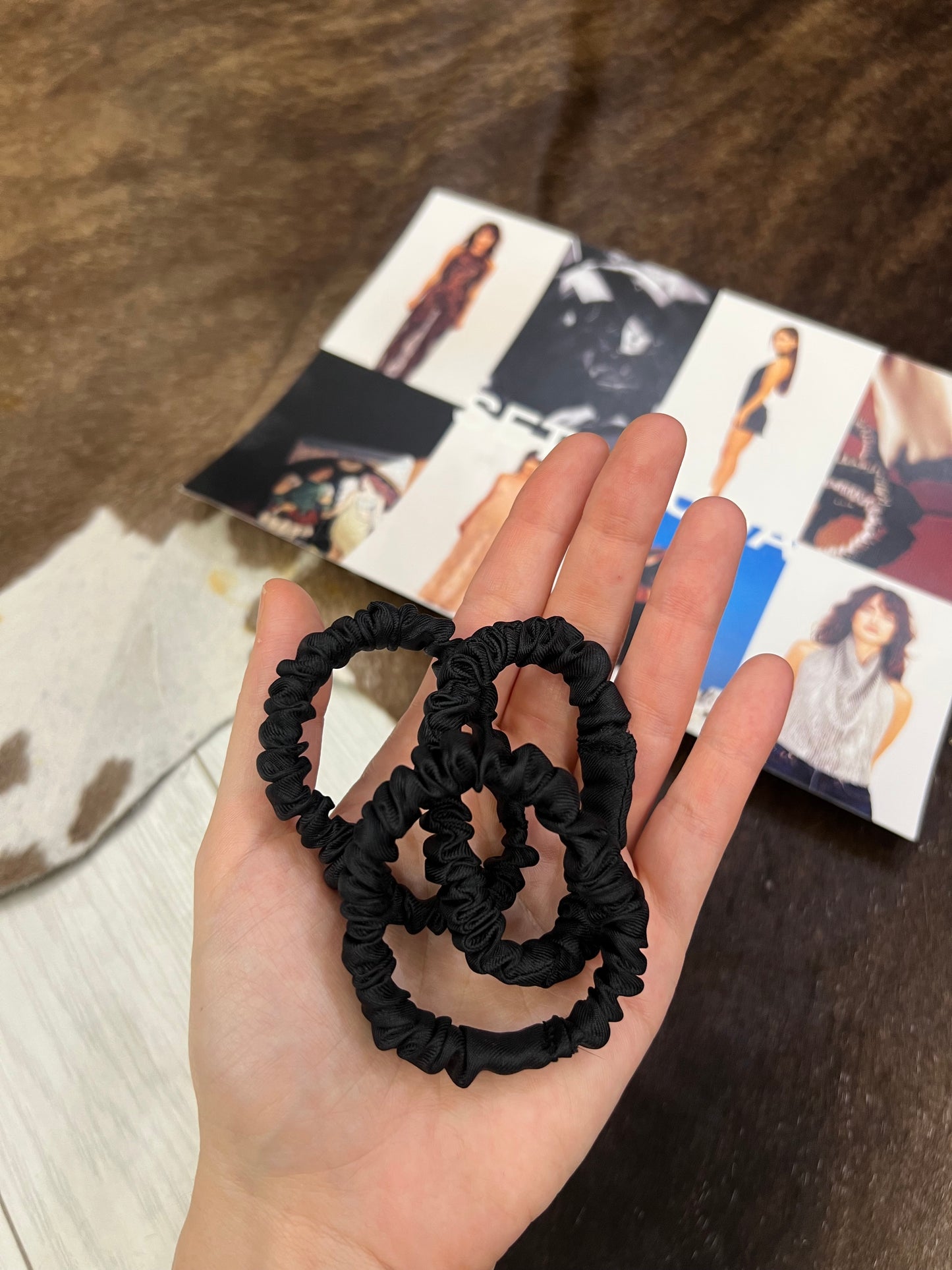 3 Pack Small Silk Scrunchies Black Matte