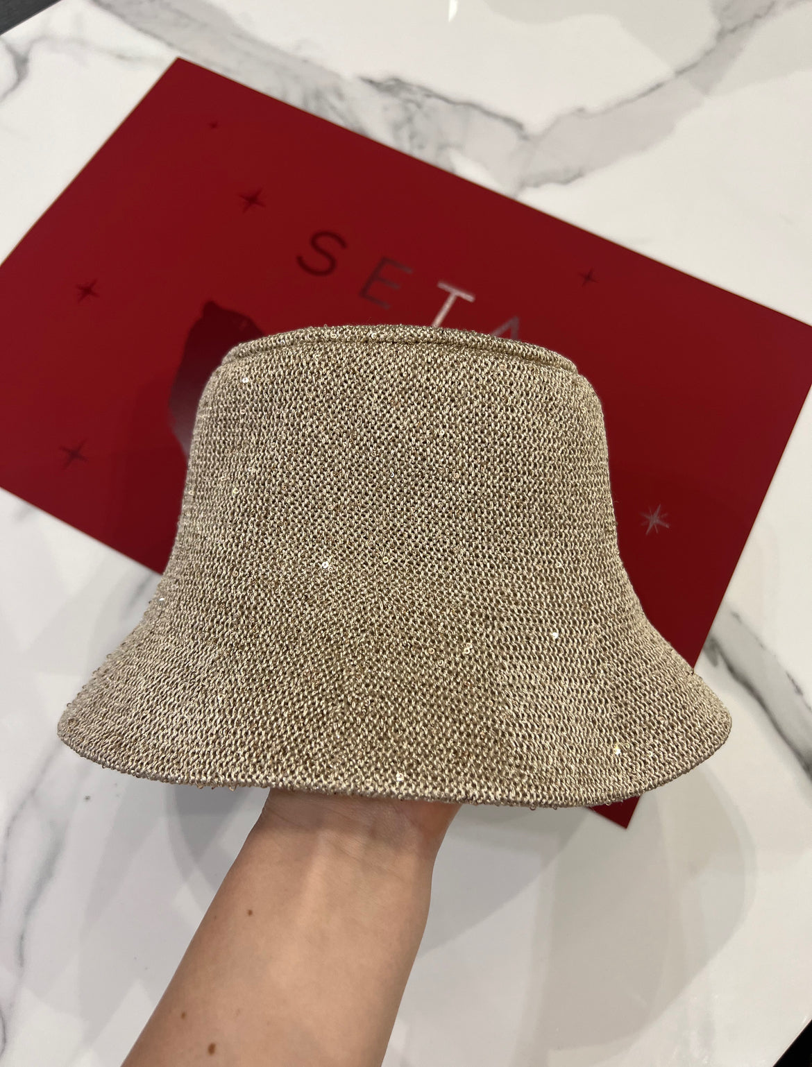 Nude Payettes Silk Bucket Hat
