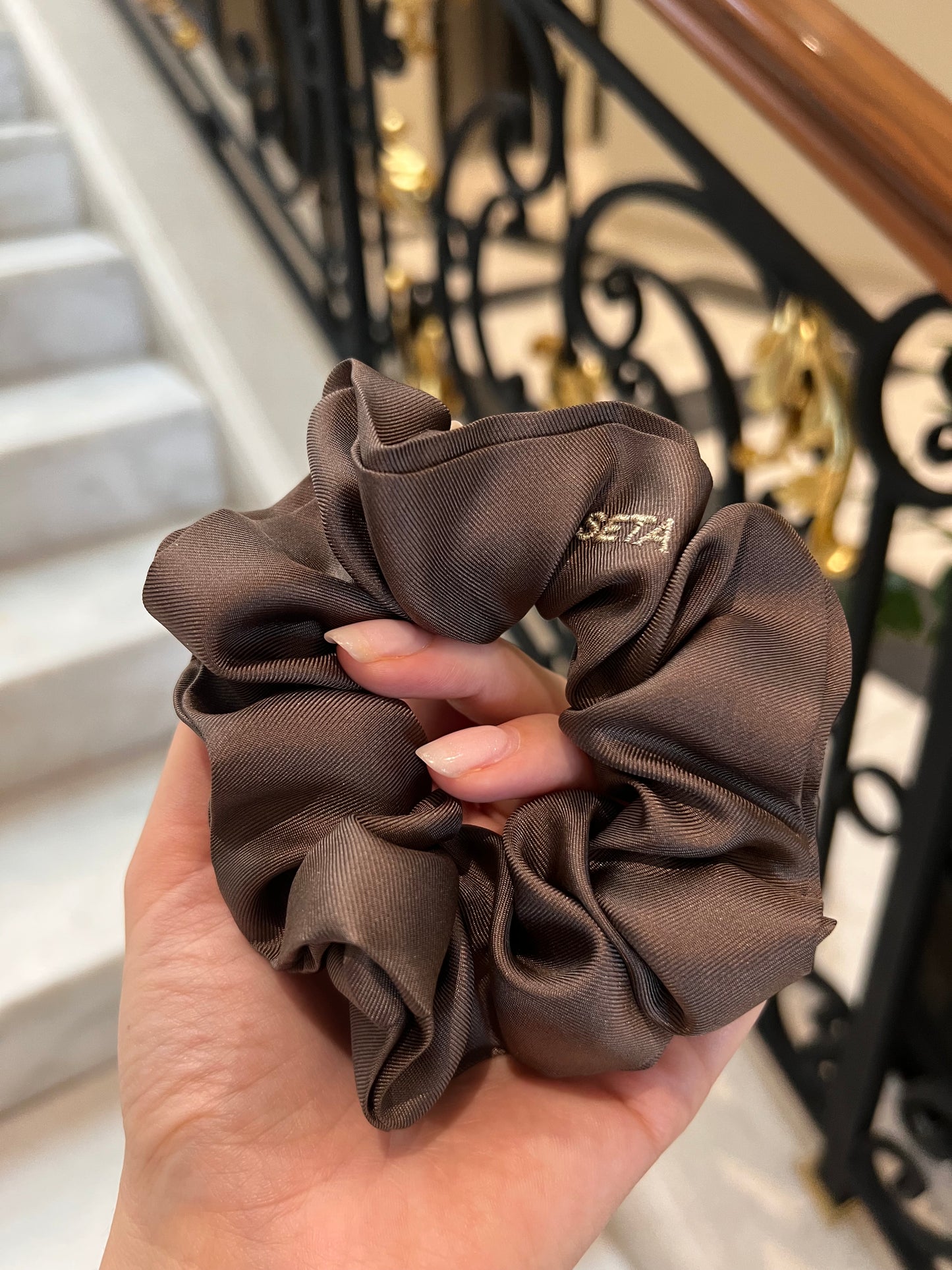 Matte Brown Silk Scrunchie