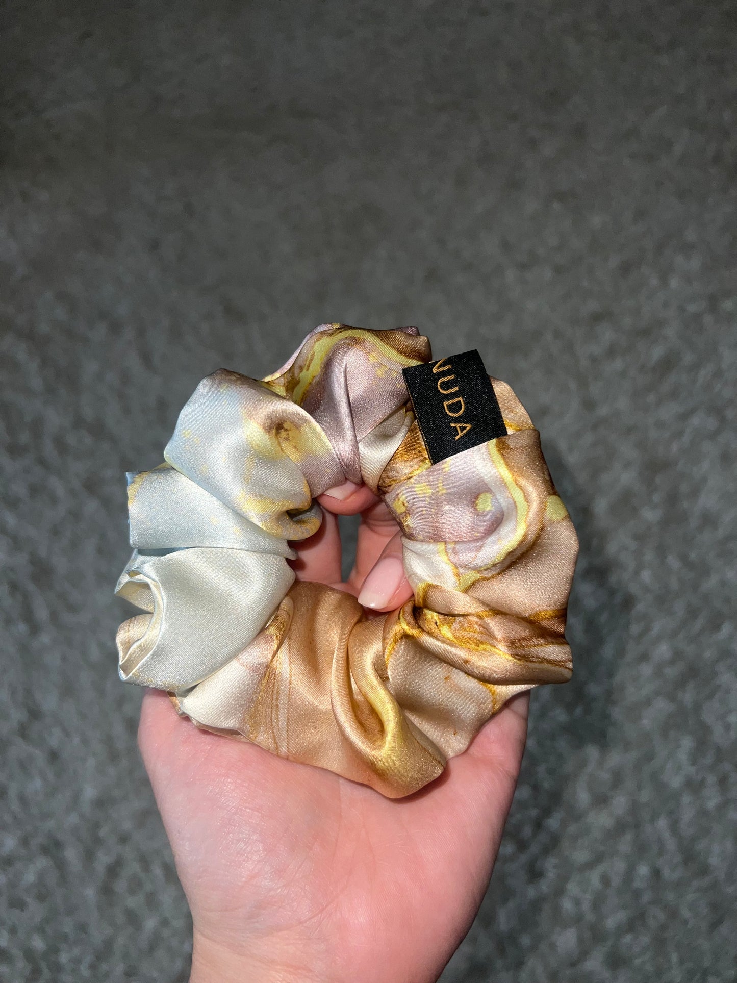 Golden Marble Silk Scrunchie