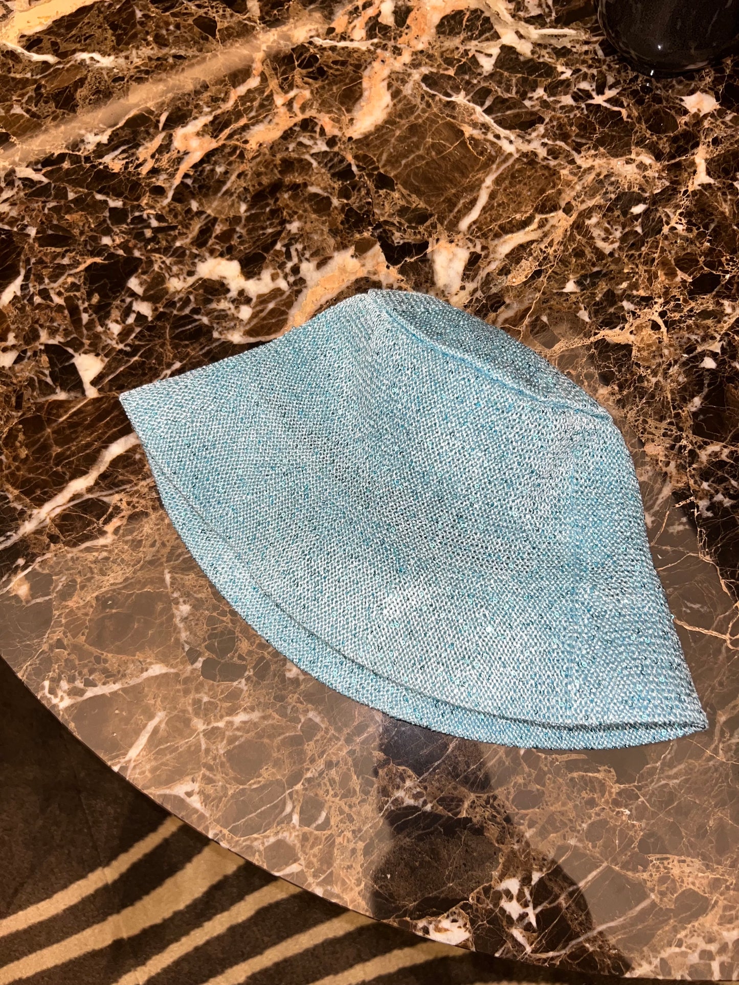 Light Blue Payettes Silk Bucket Hat