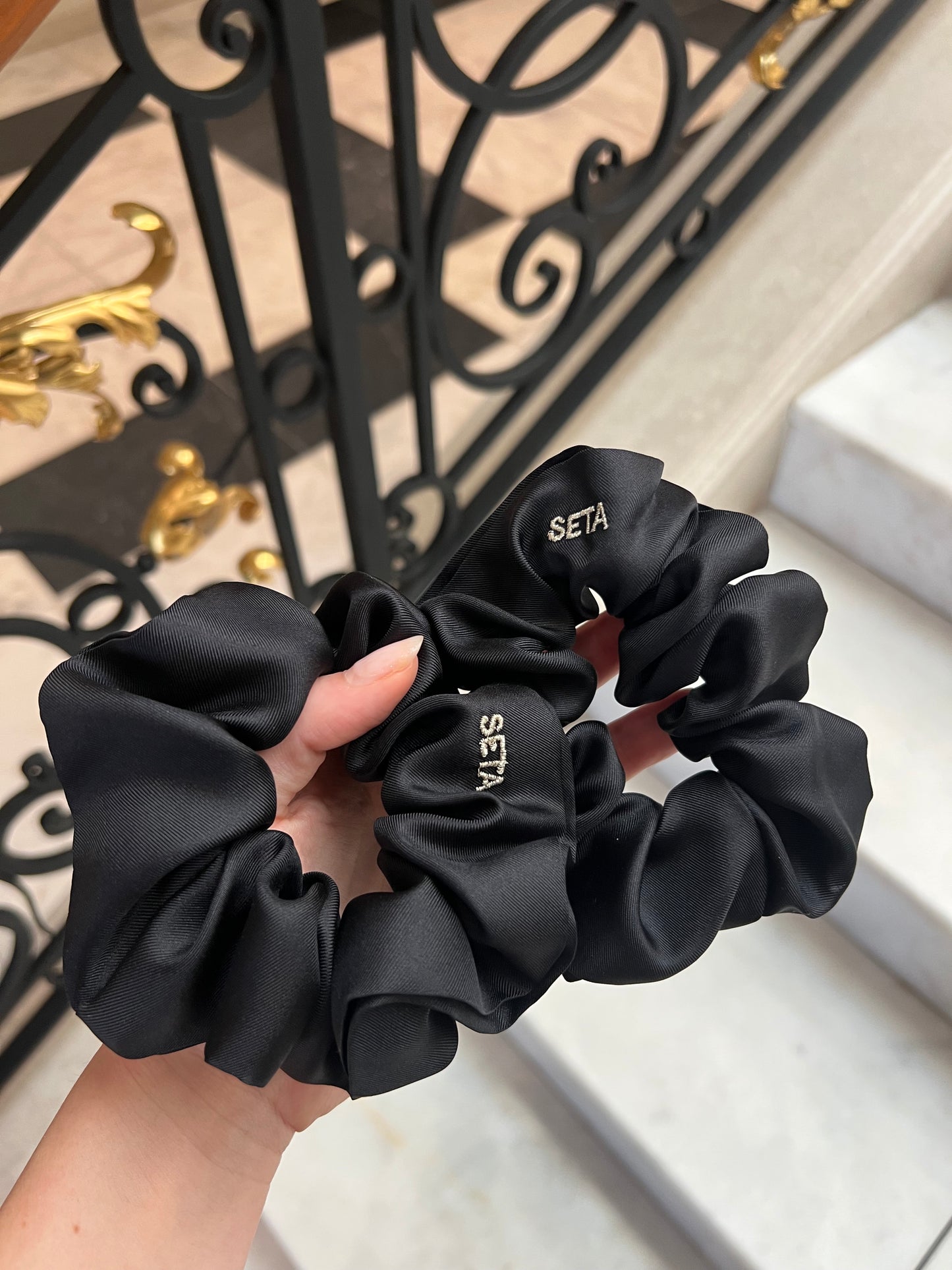 Matte Black Silk Scrunchie