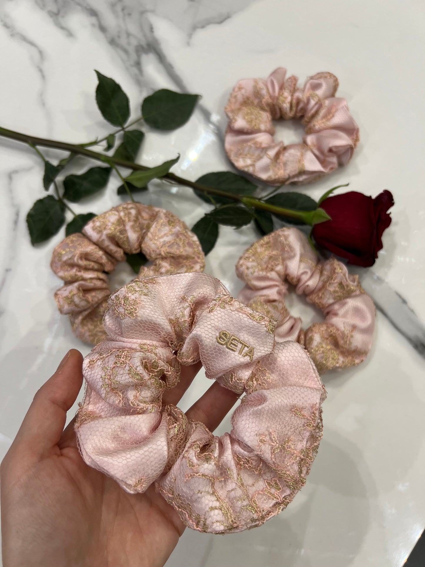 Renaissance Lace & Silk Scrunchie