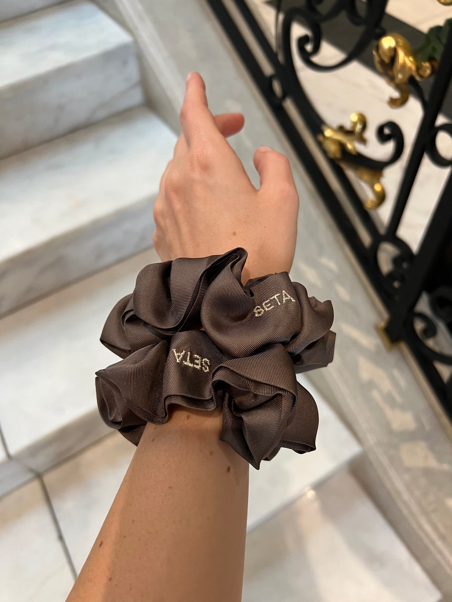 Matte Brown Silk Scrunchie