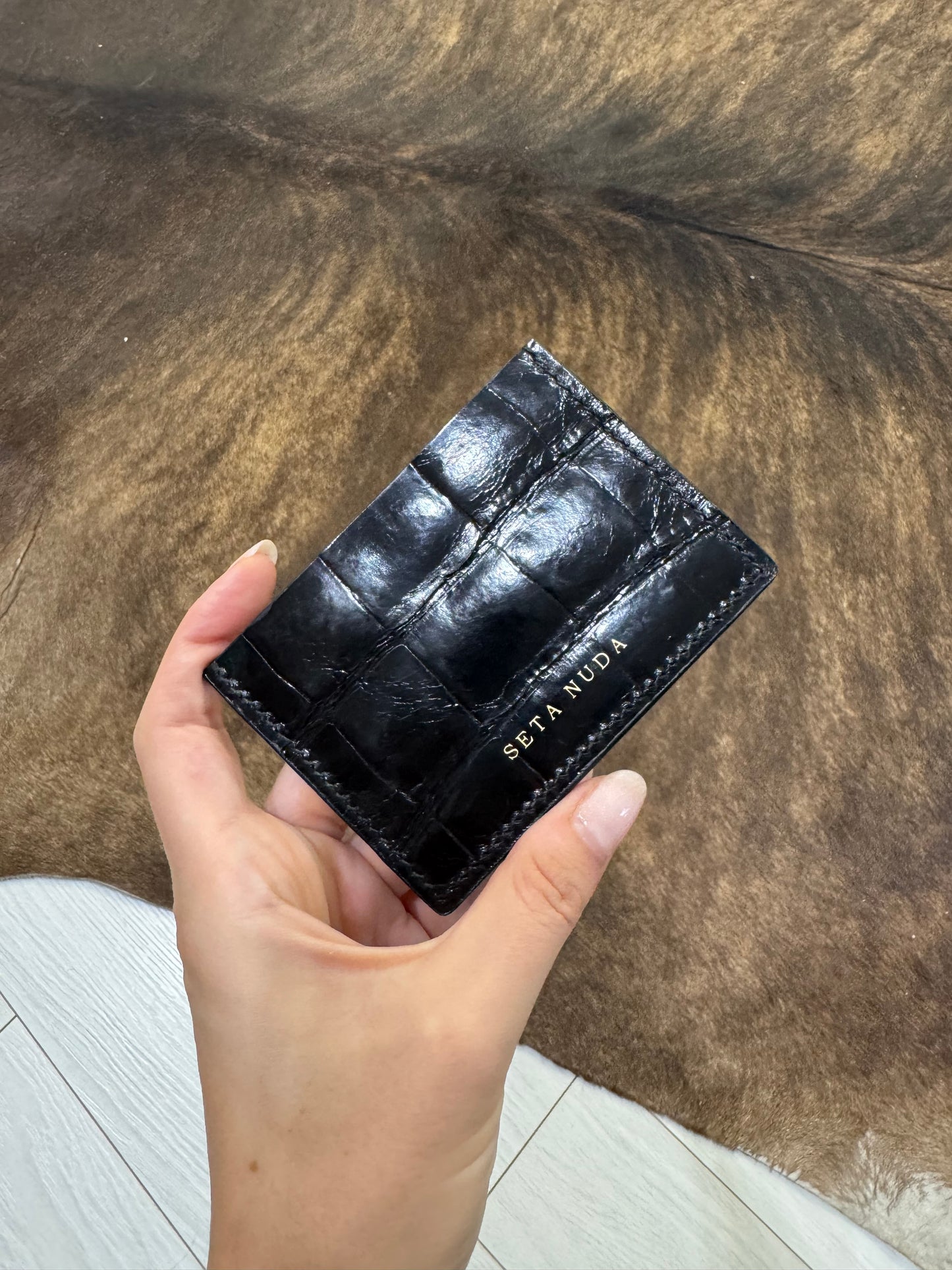 Croco Leather Black Card holder