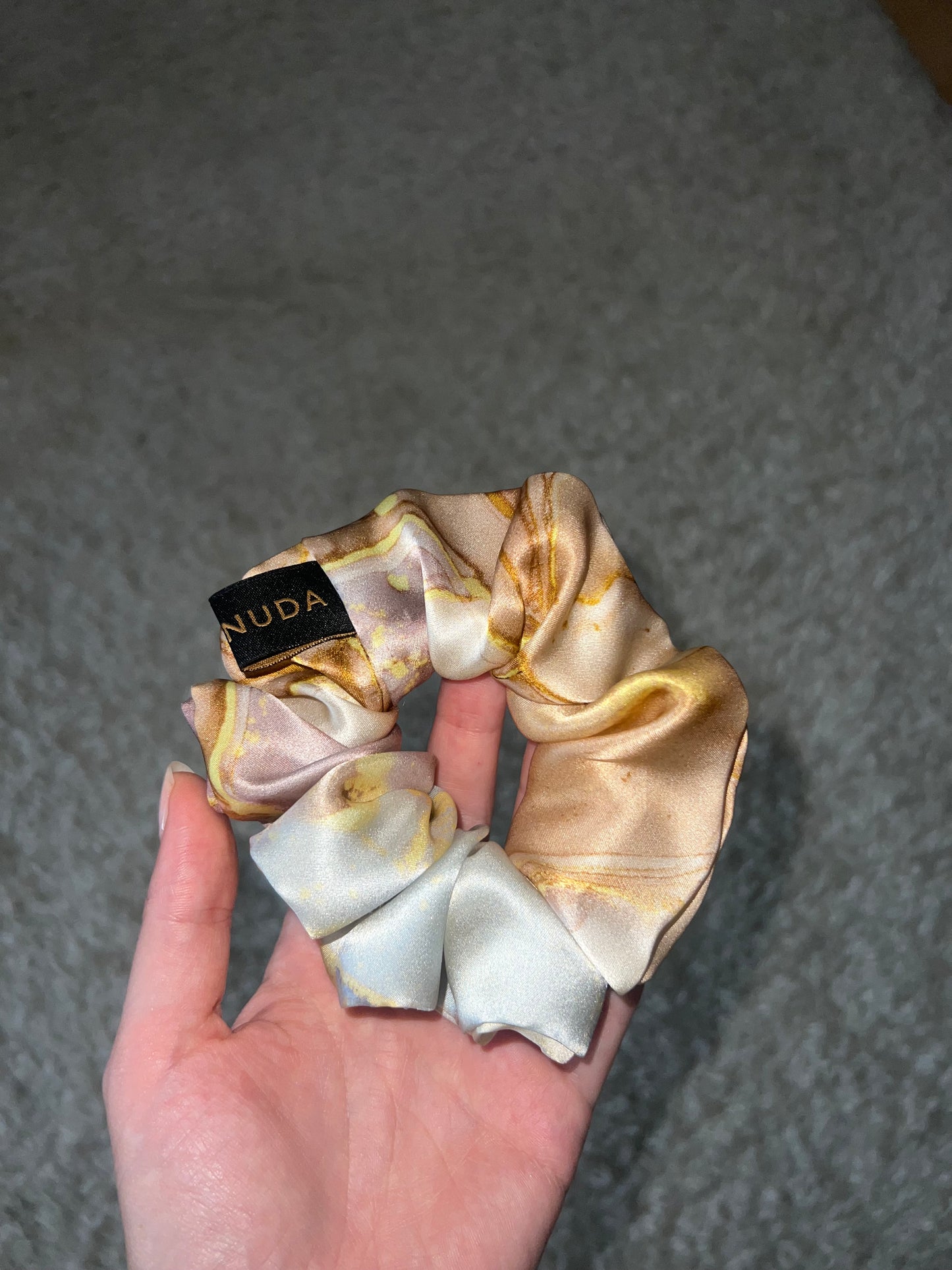 Golden Marble Silk Scrunchie