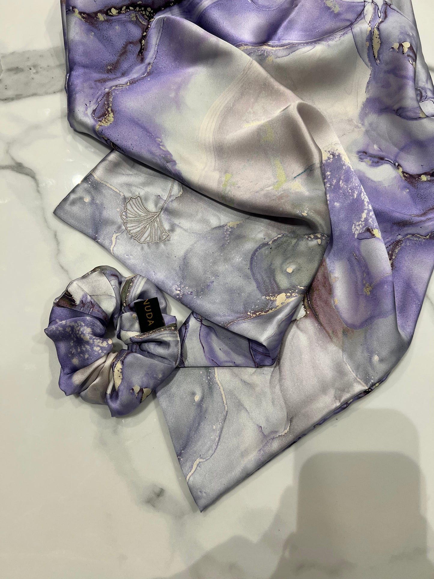 Federa in seta Purple Marble Dreams