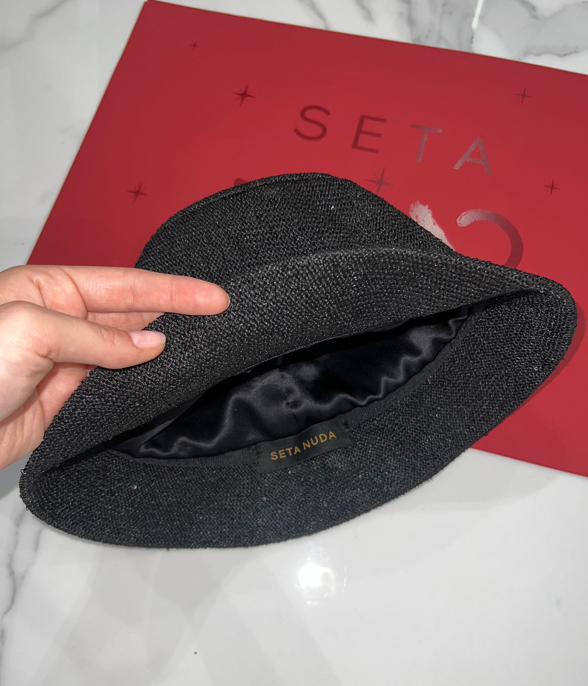 Black Payettes Silk Bucket Hat