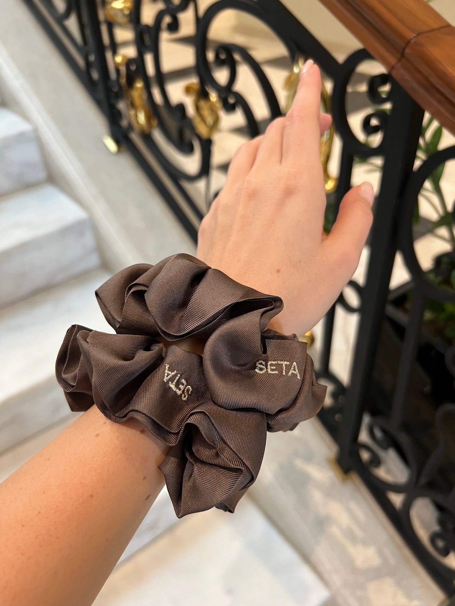 Matte Brown Silk Scrunchie