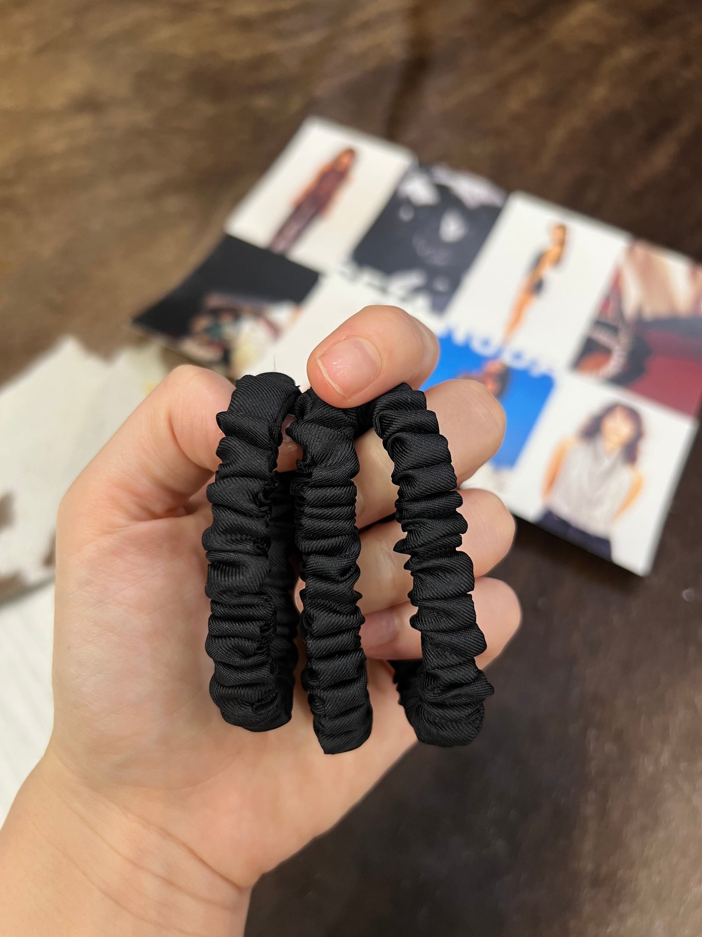 3 Pack Small Silk Scrunchies Black Matte
