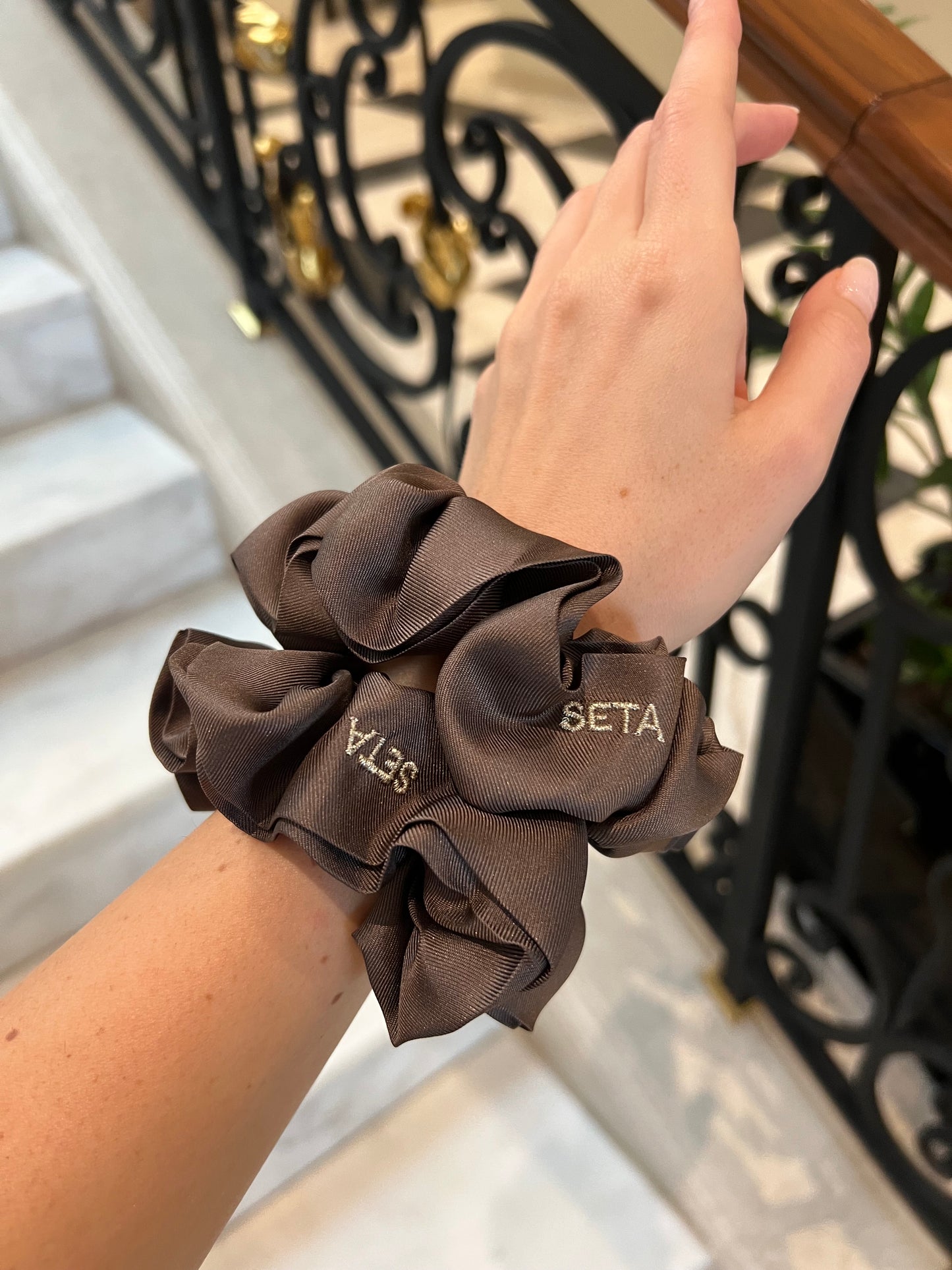 Matte Brown Silk Scrunchie