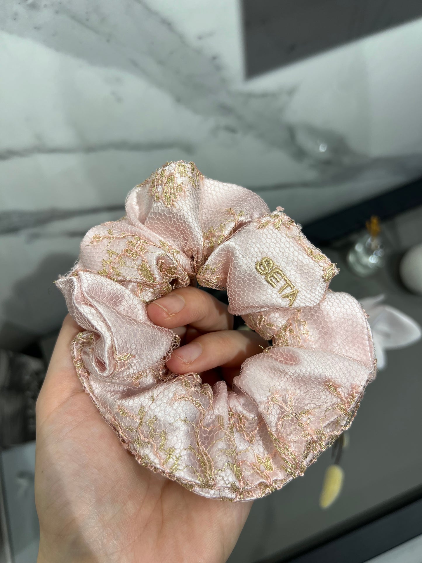 Renaissance Lace & Silk Scrunchie
