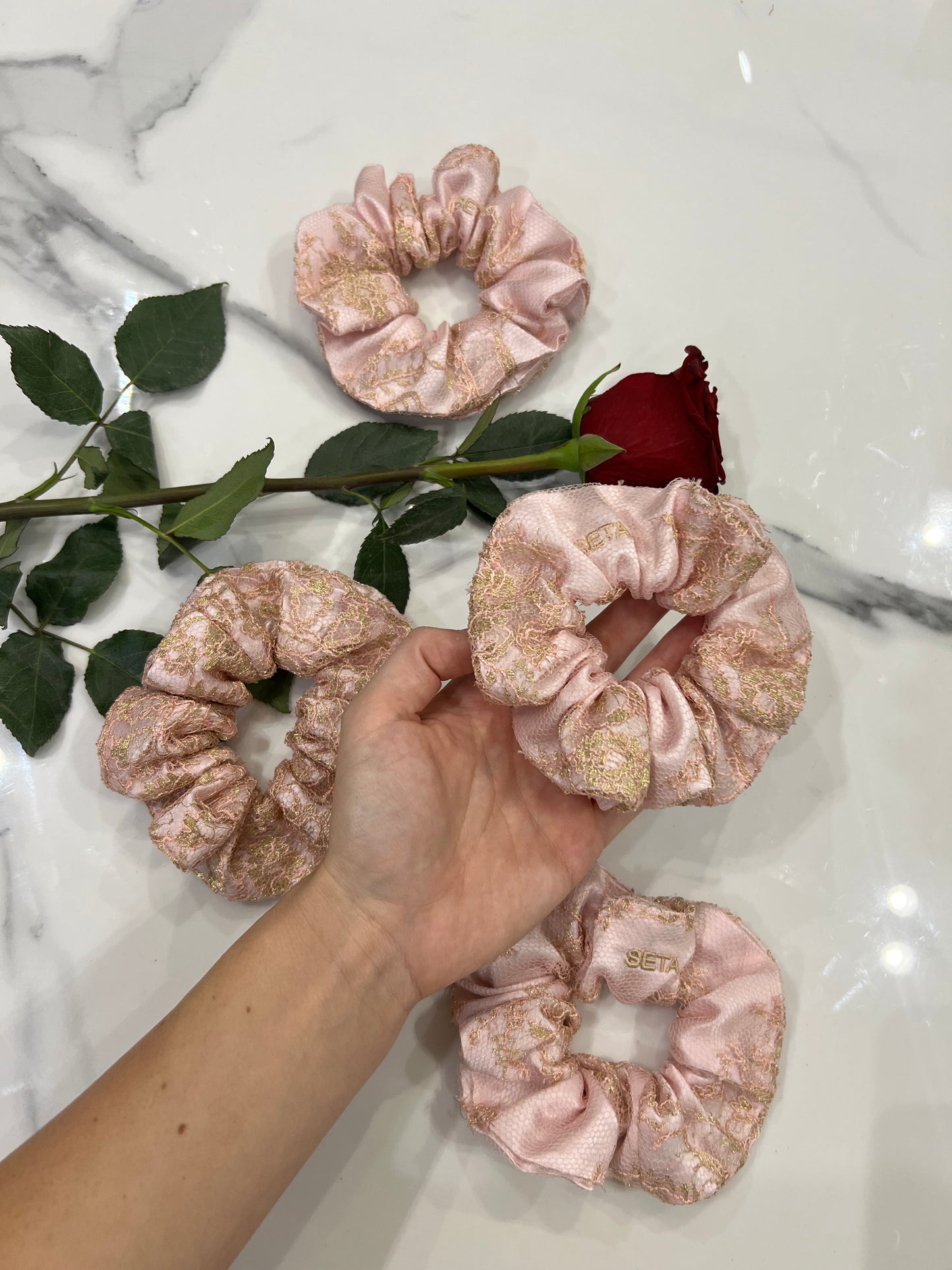 Renaissance Lace & Silk Scrunchie