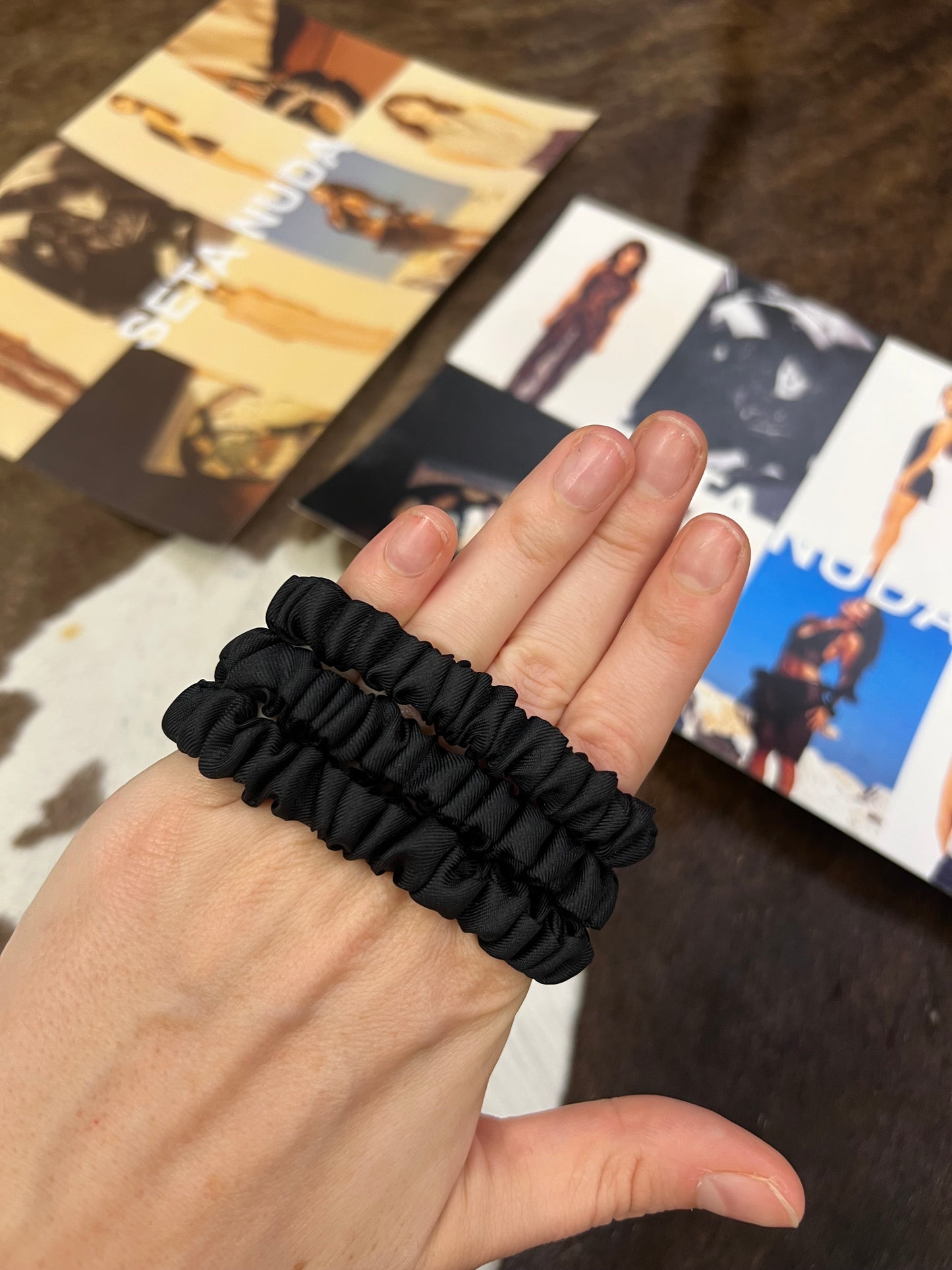 3 Pack Small Silk Scrunchies Black Matte