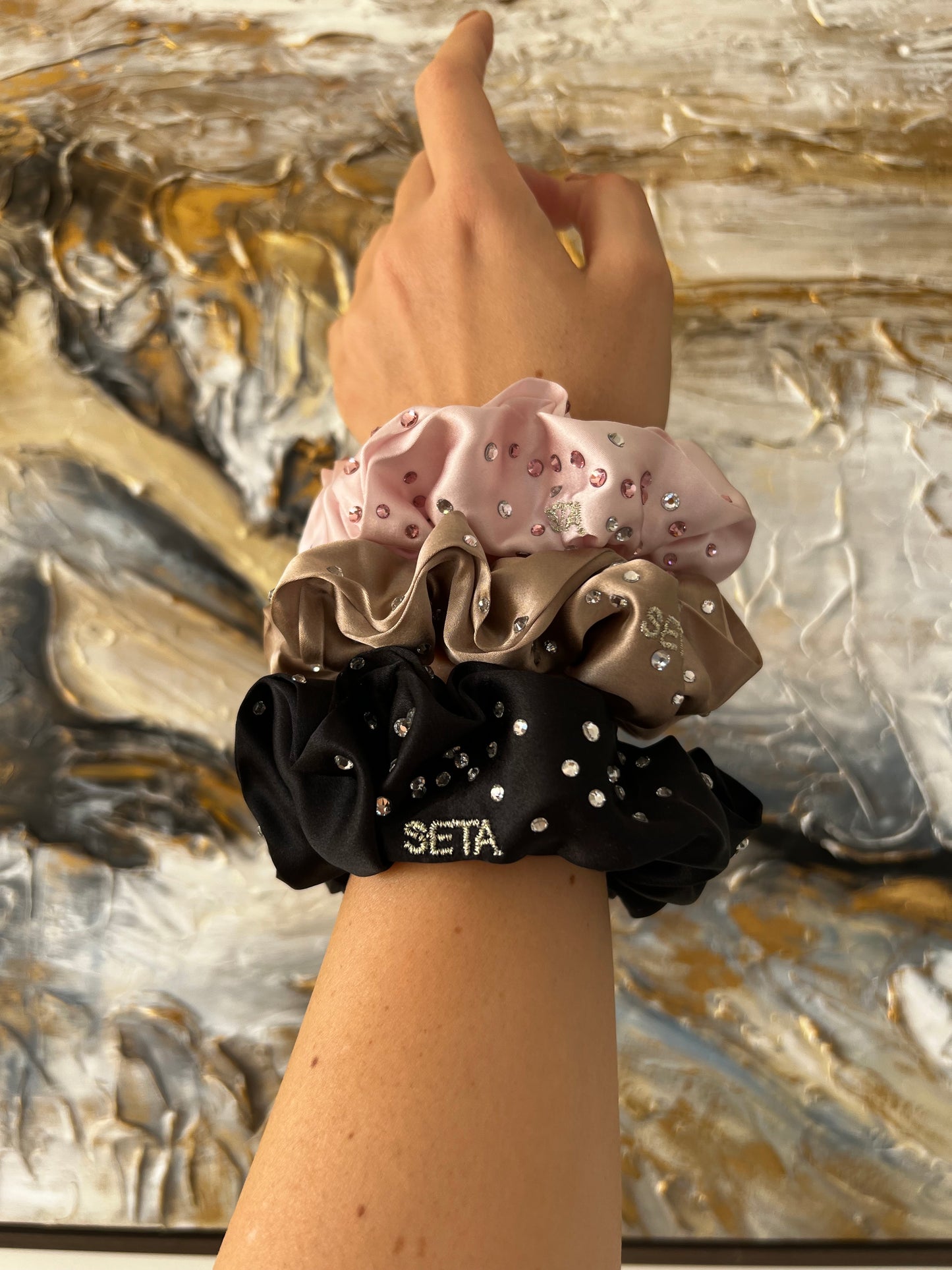 Trio classico di cristalli Swarovski in seta