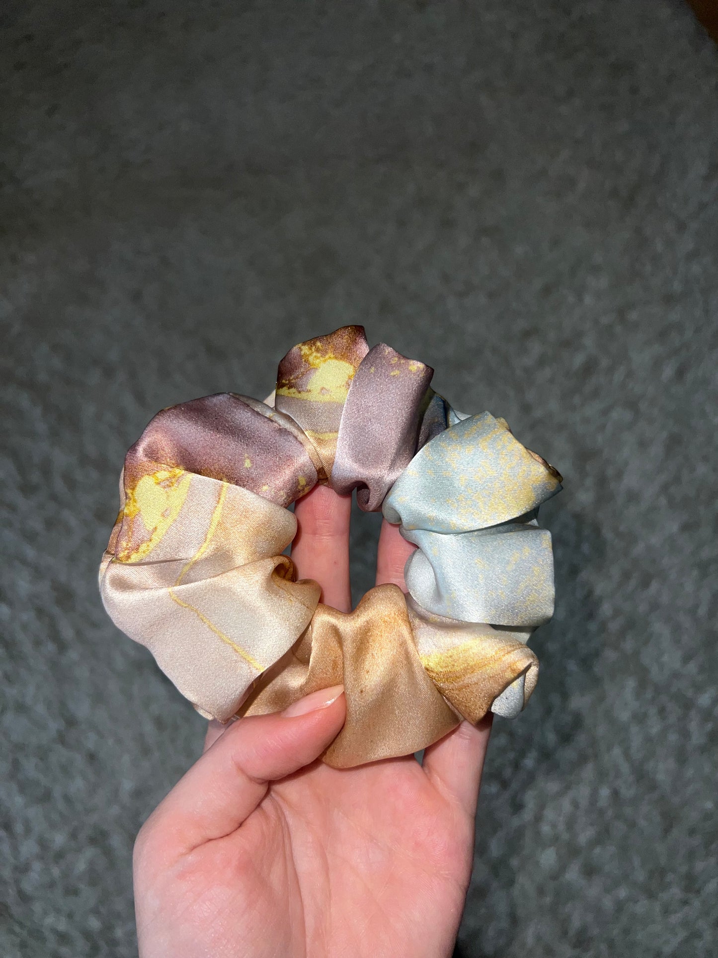 Golden Marble Silk Scrunchie