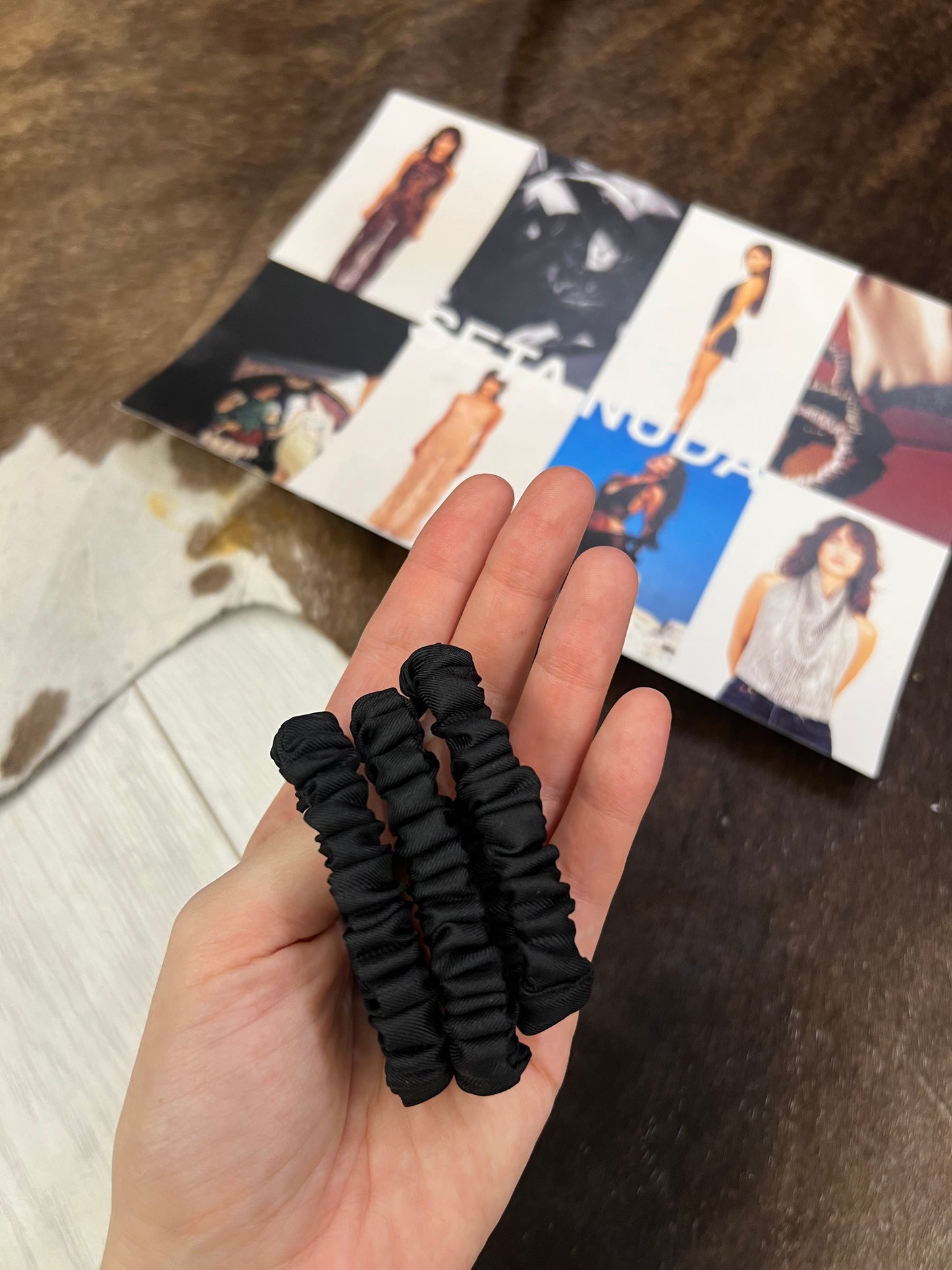 3 Pack Small Silk Scrunchies Black Matte