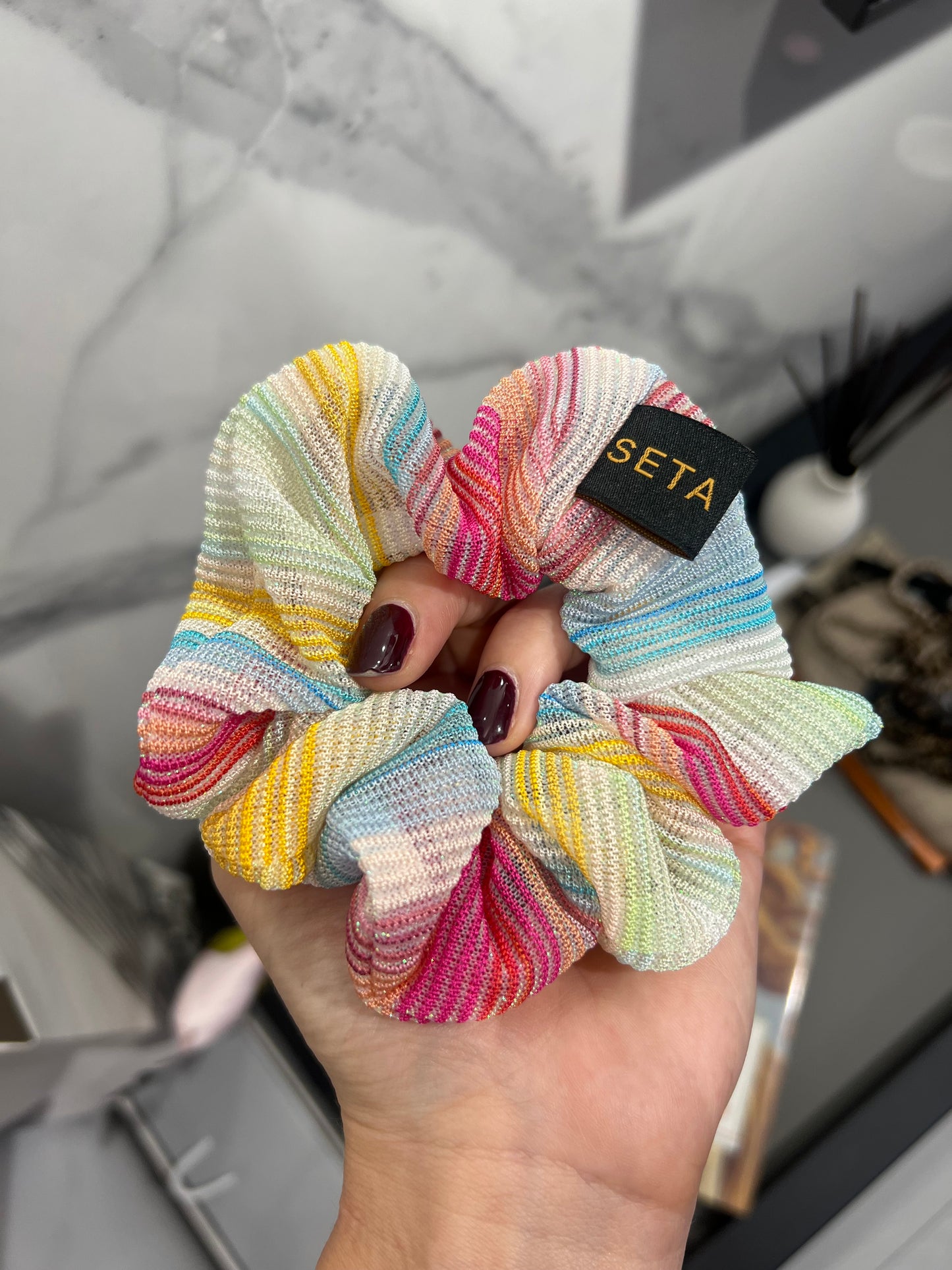 Shiny Summer Stripes Scrunchie