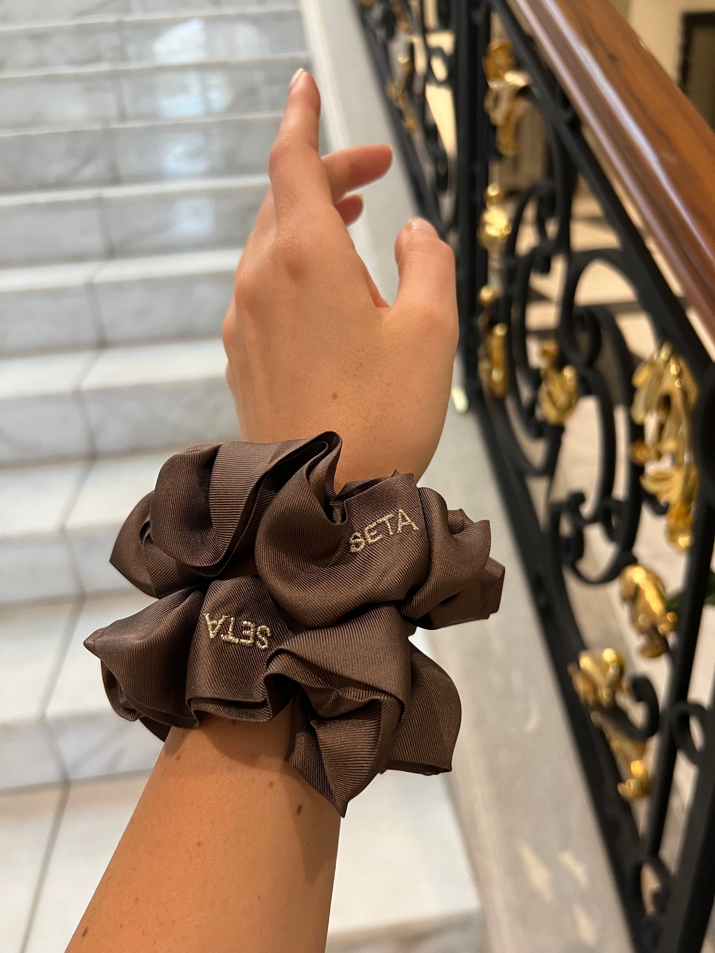 Matte Brown Silk Scrunchie
