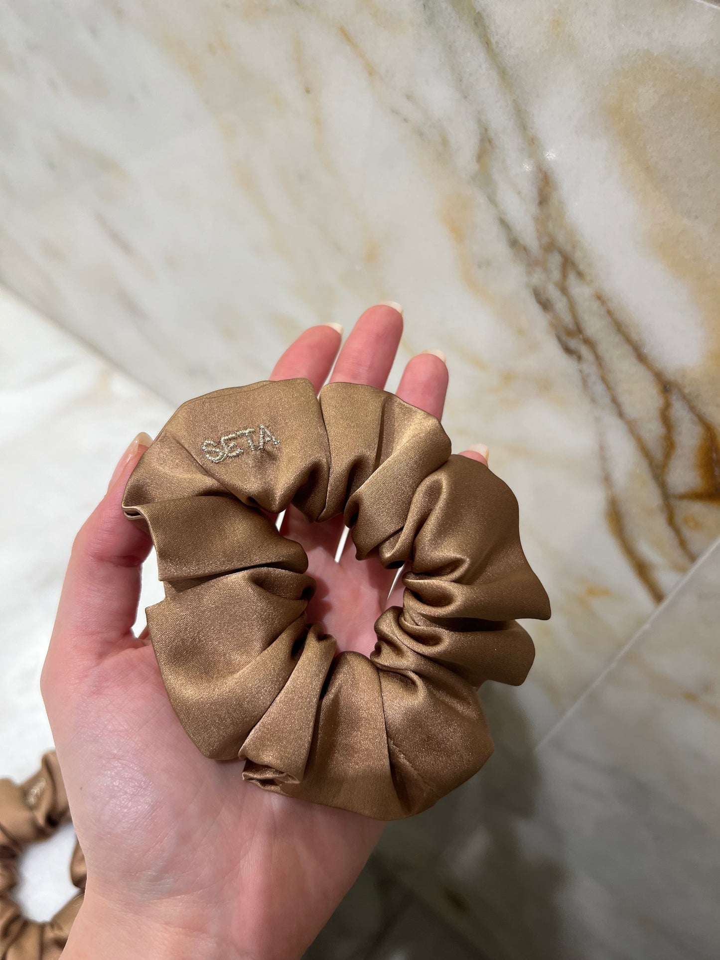 Antique Gold Silk Scrunchie