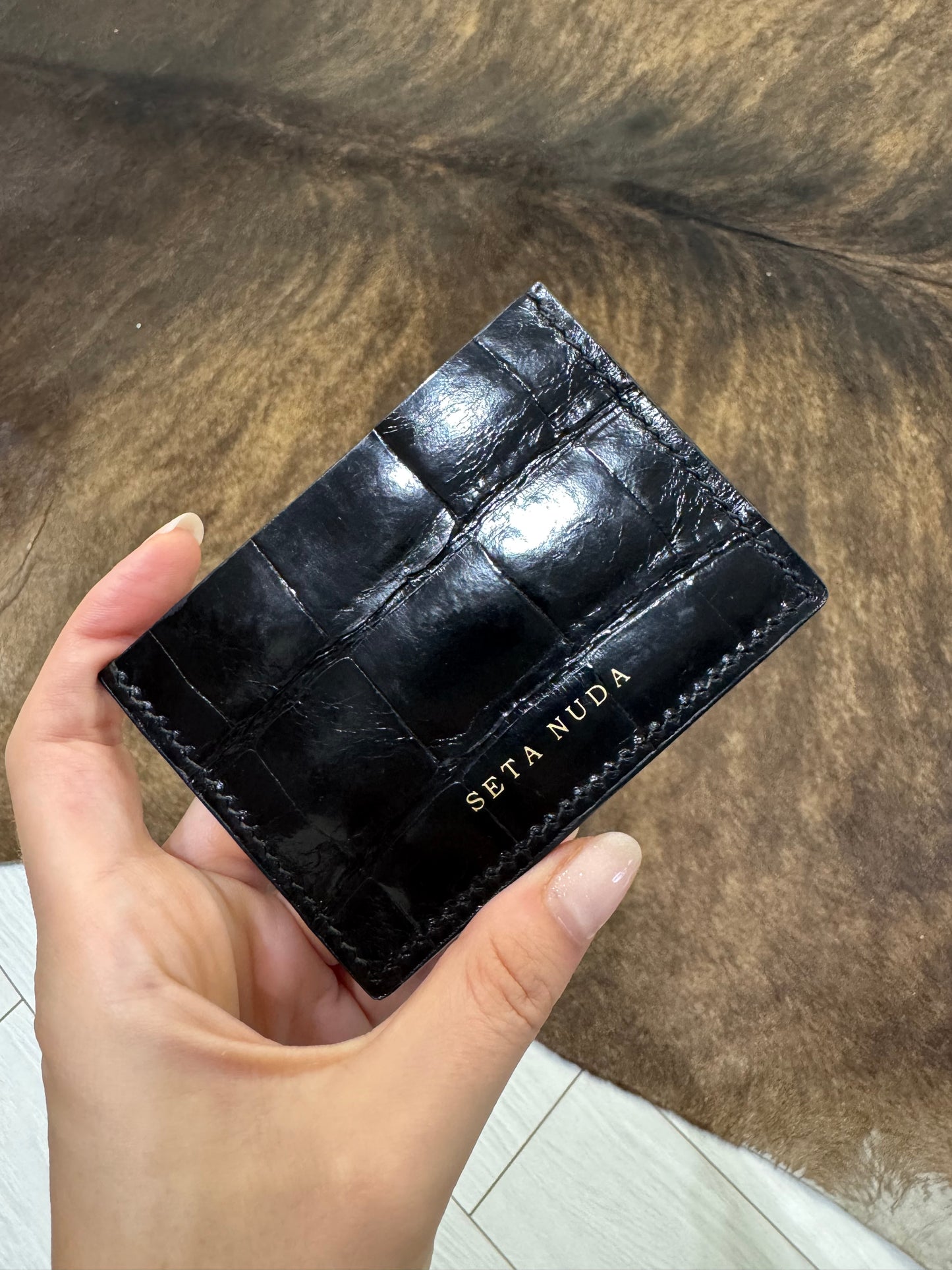 Croco Leather Black Card holder