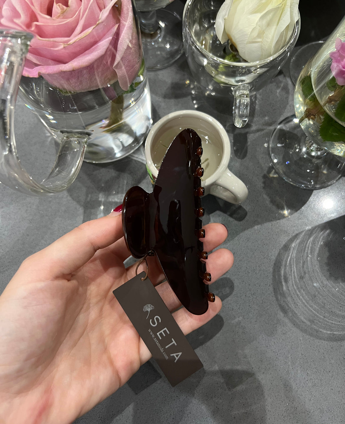Fermaglio per capelli marrone classico