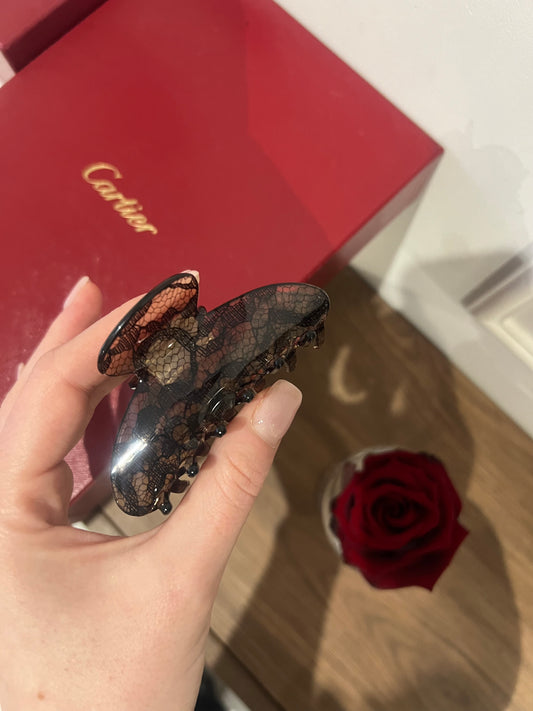 Черна дантелена шнола за коса