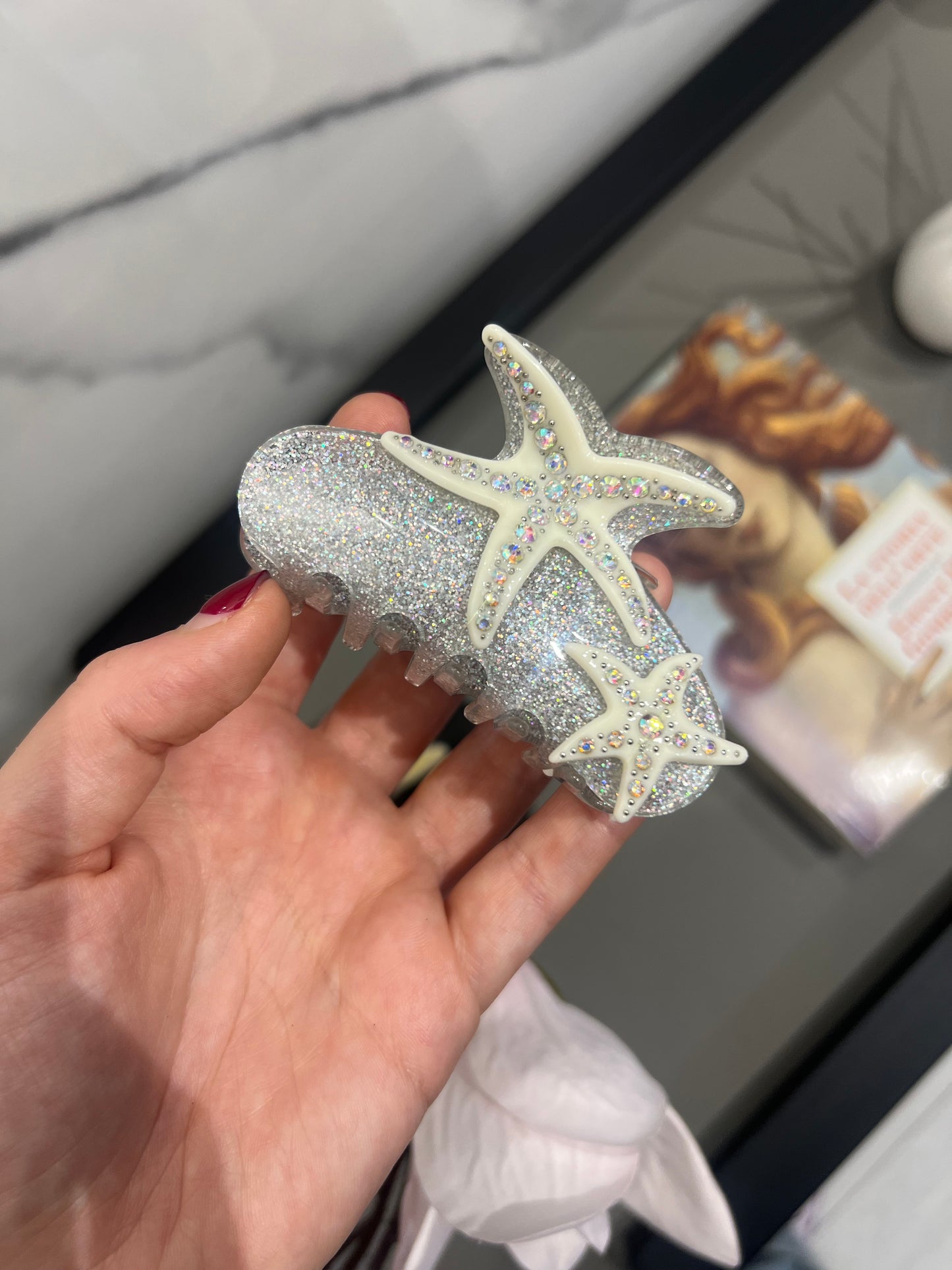 Fermaglio per capelli con stelle estive argentate