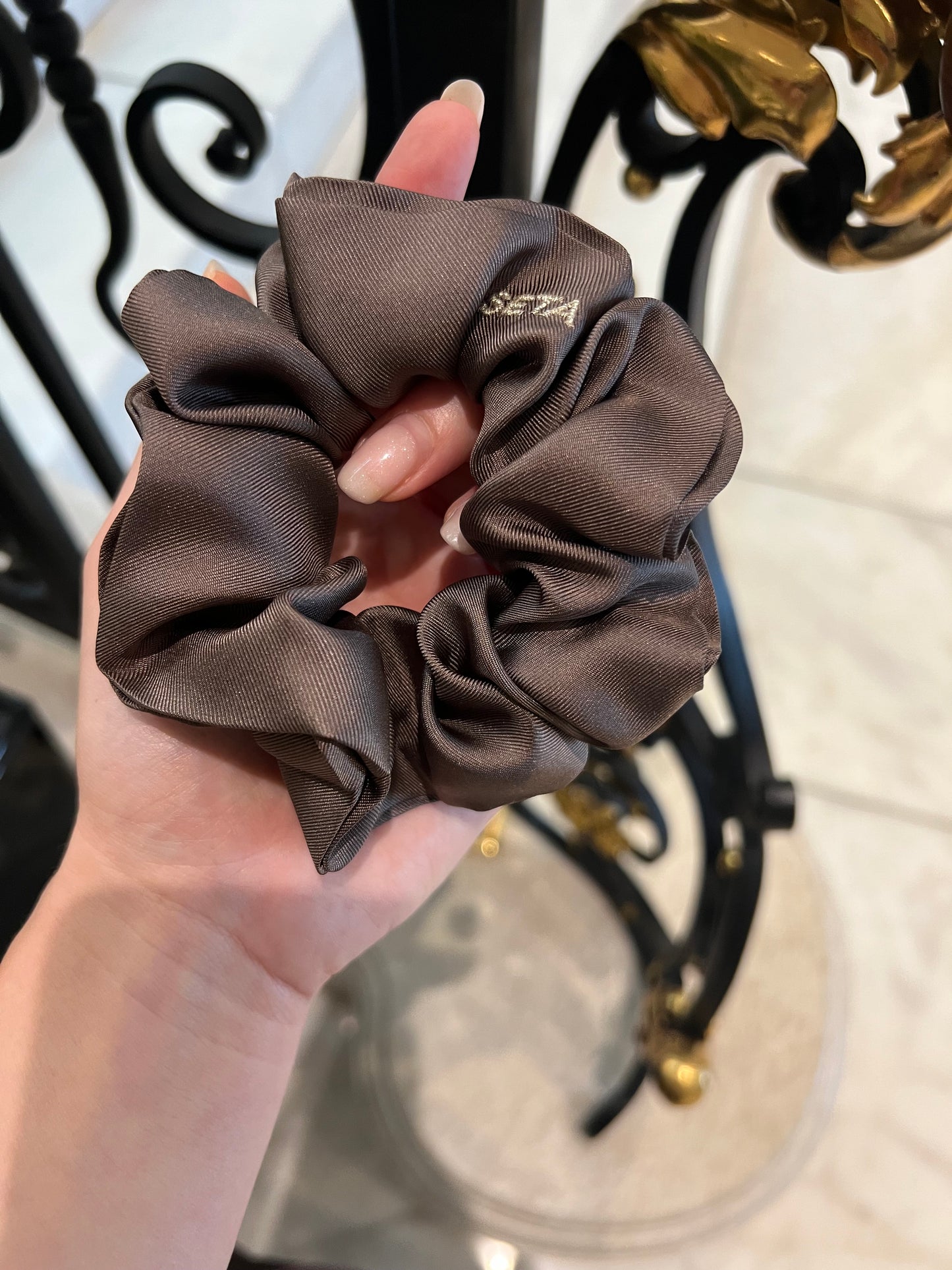 Matte Brown Silk Scrunchie