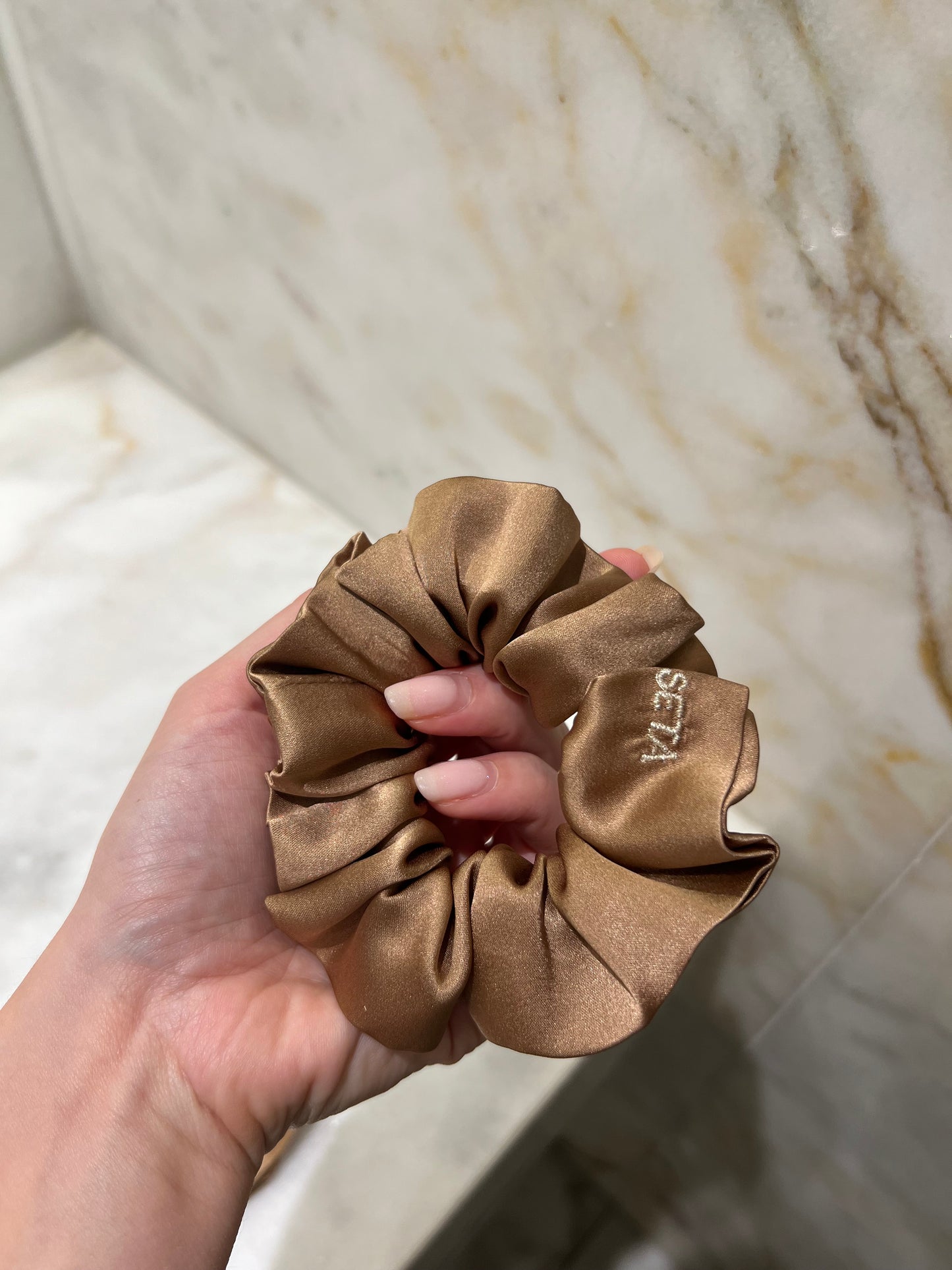 Antique Gold Silk Scrunchie