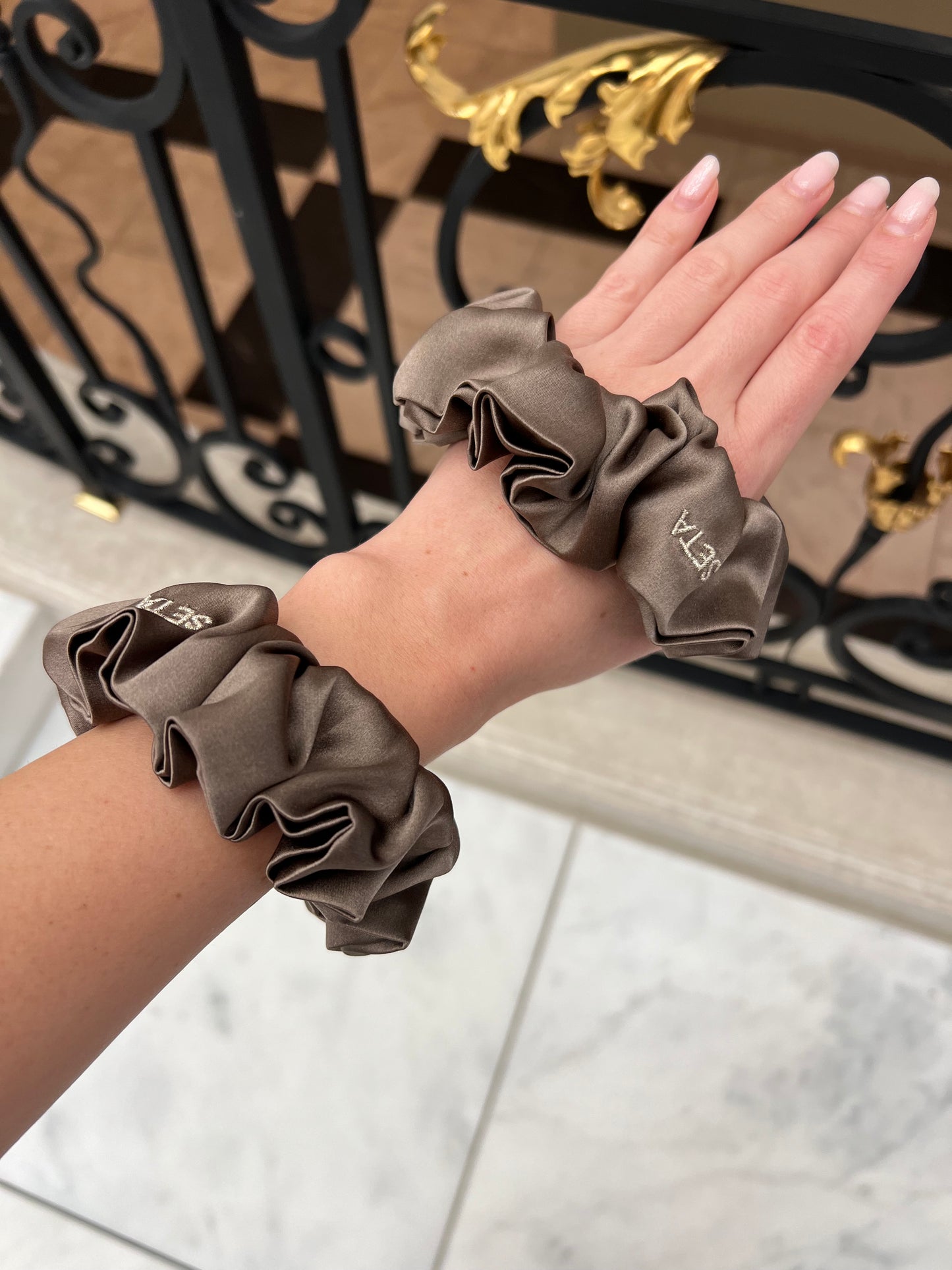 Dark & Neutral Silk Scrunchie