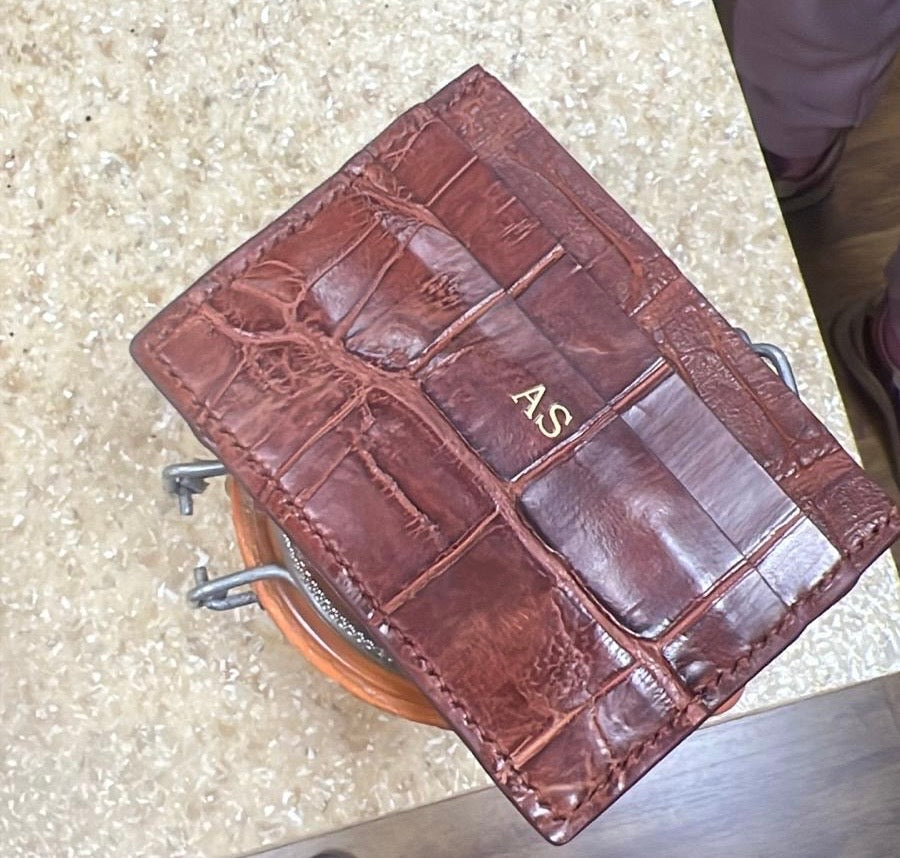 Crocodile Brown Leather Card holder