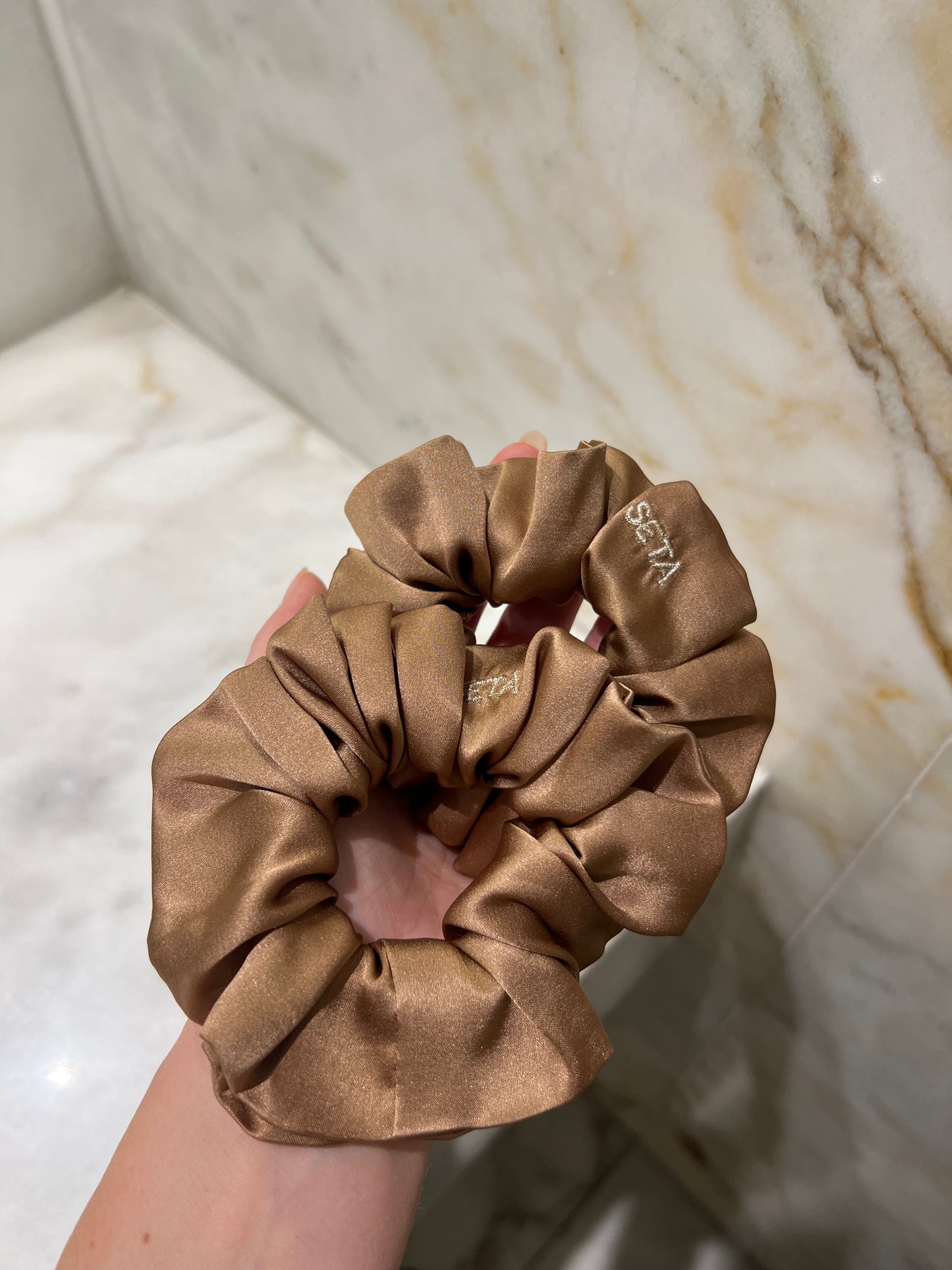 Antique Gold Silk Scrunchie
