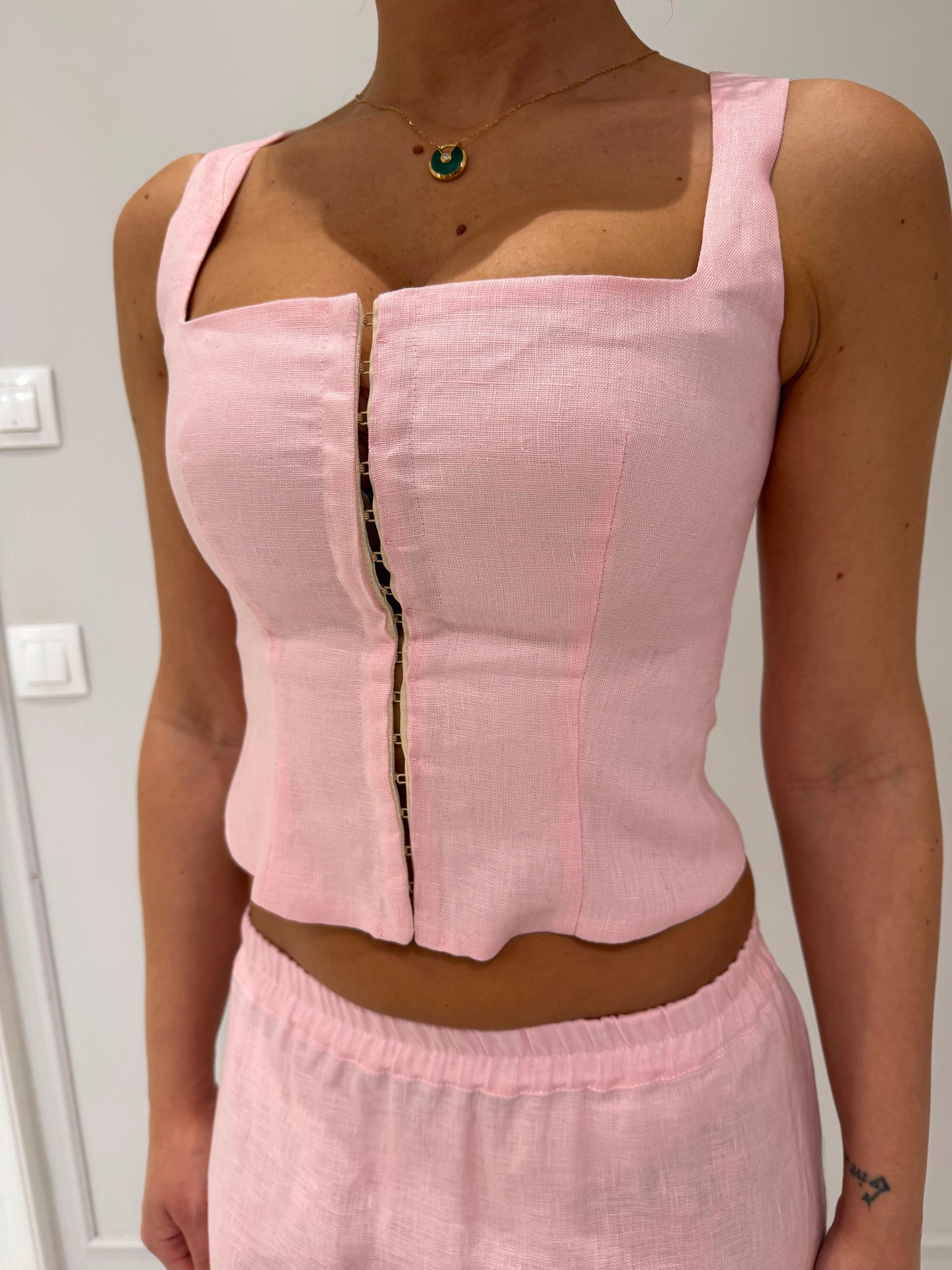 Pink Linen Corset