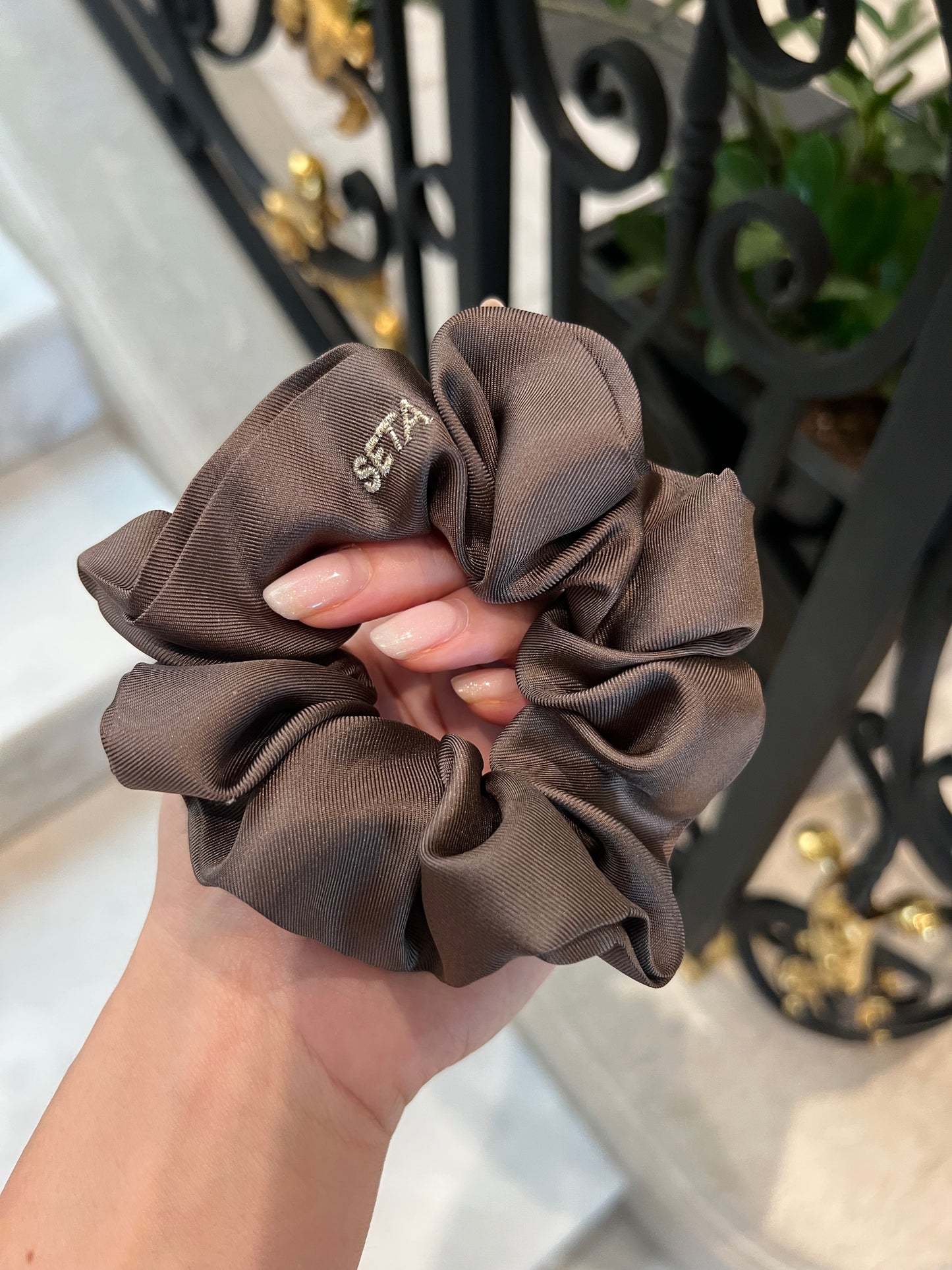 Matte Brown Silk Scrunchie