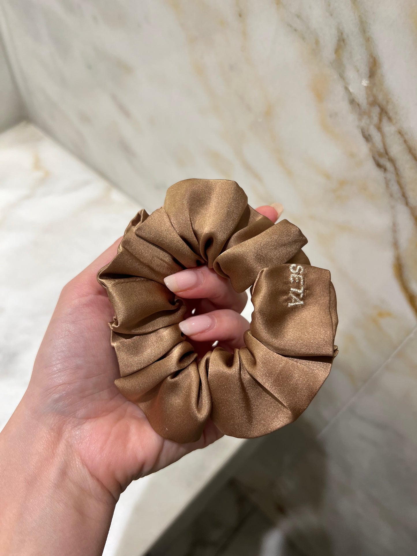 Antique Gold Silk Scrunchie