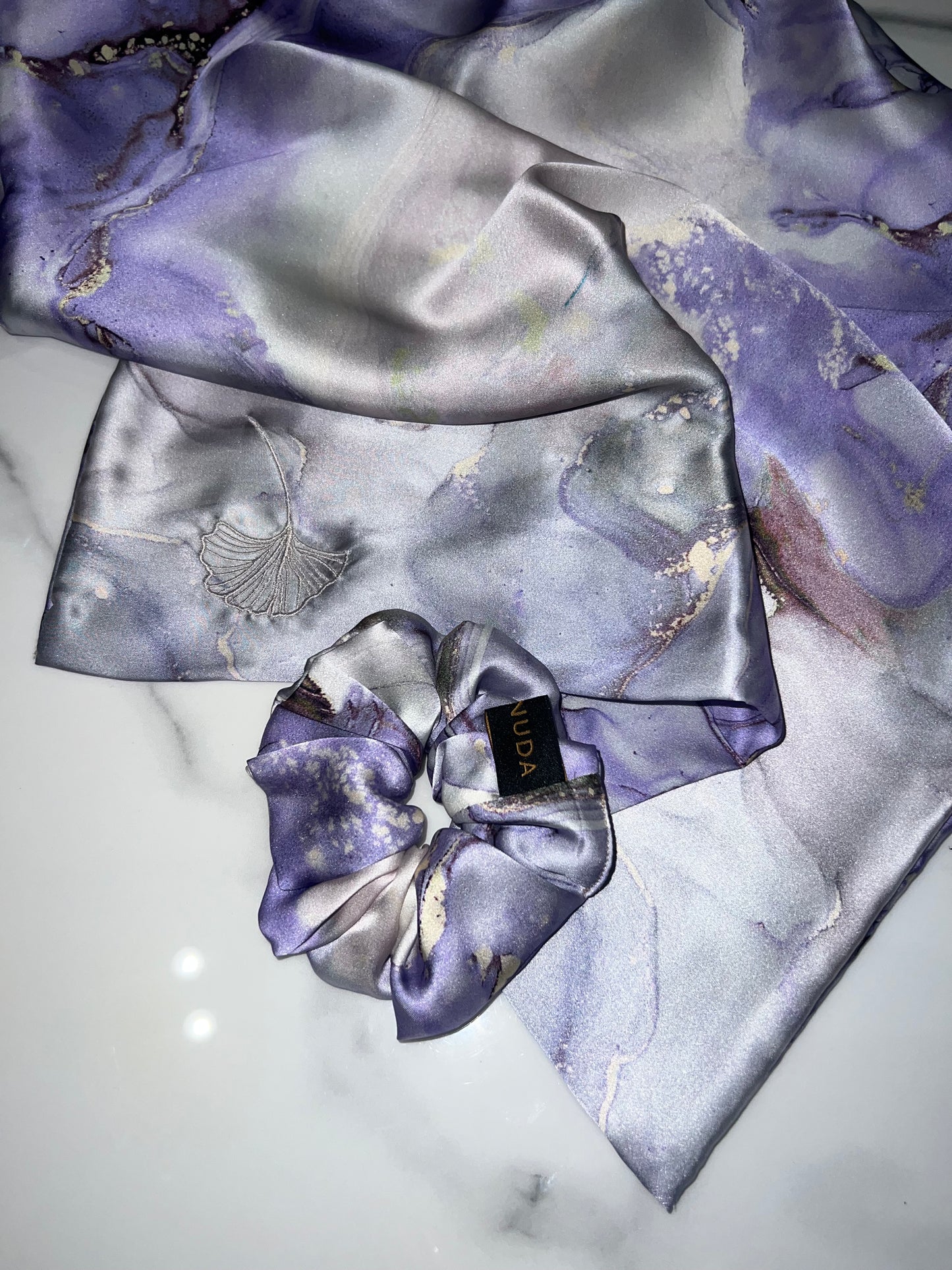 Federa in seta Purple Marble Dreams