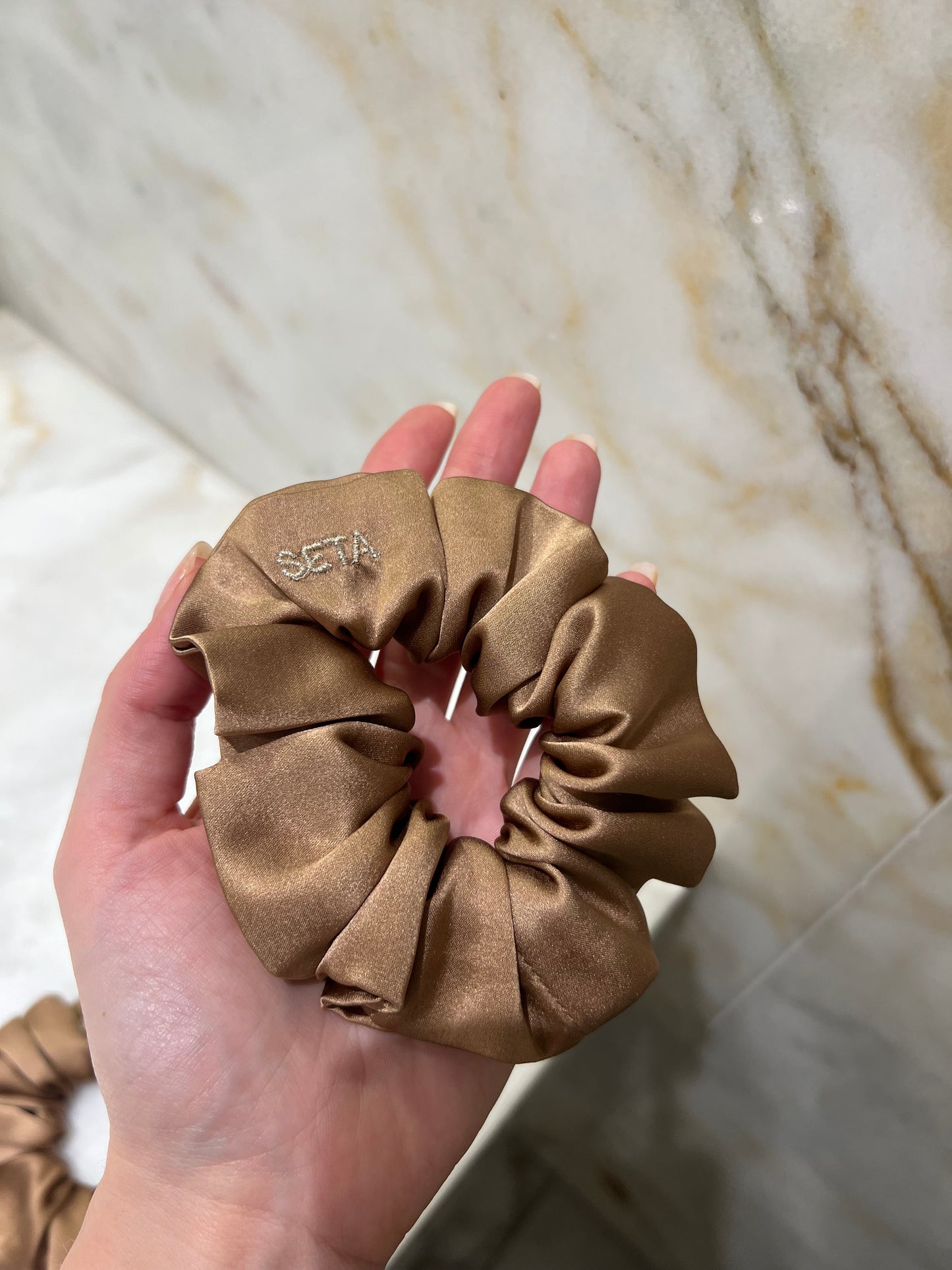 Antique Gold Silk Scrunchie