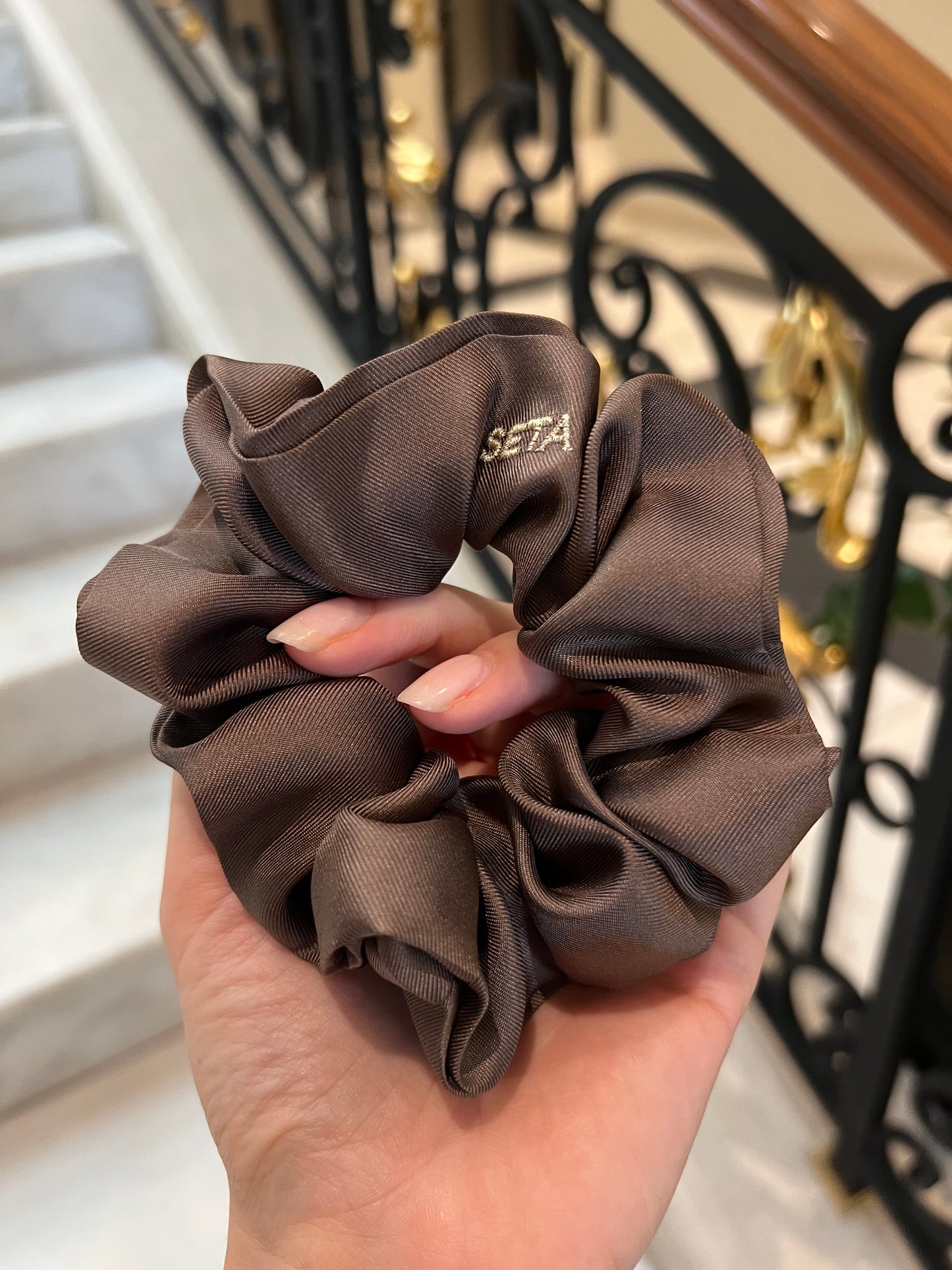 Matte Brown Silk Scrunchie