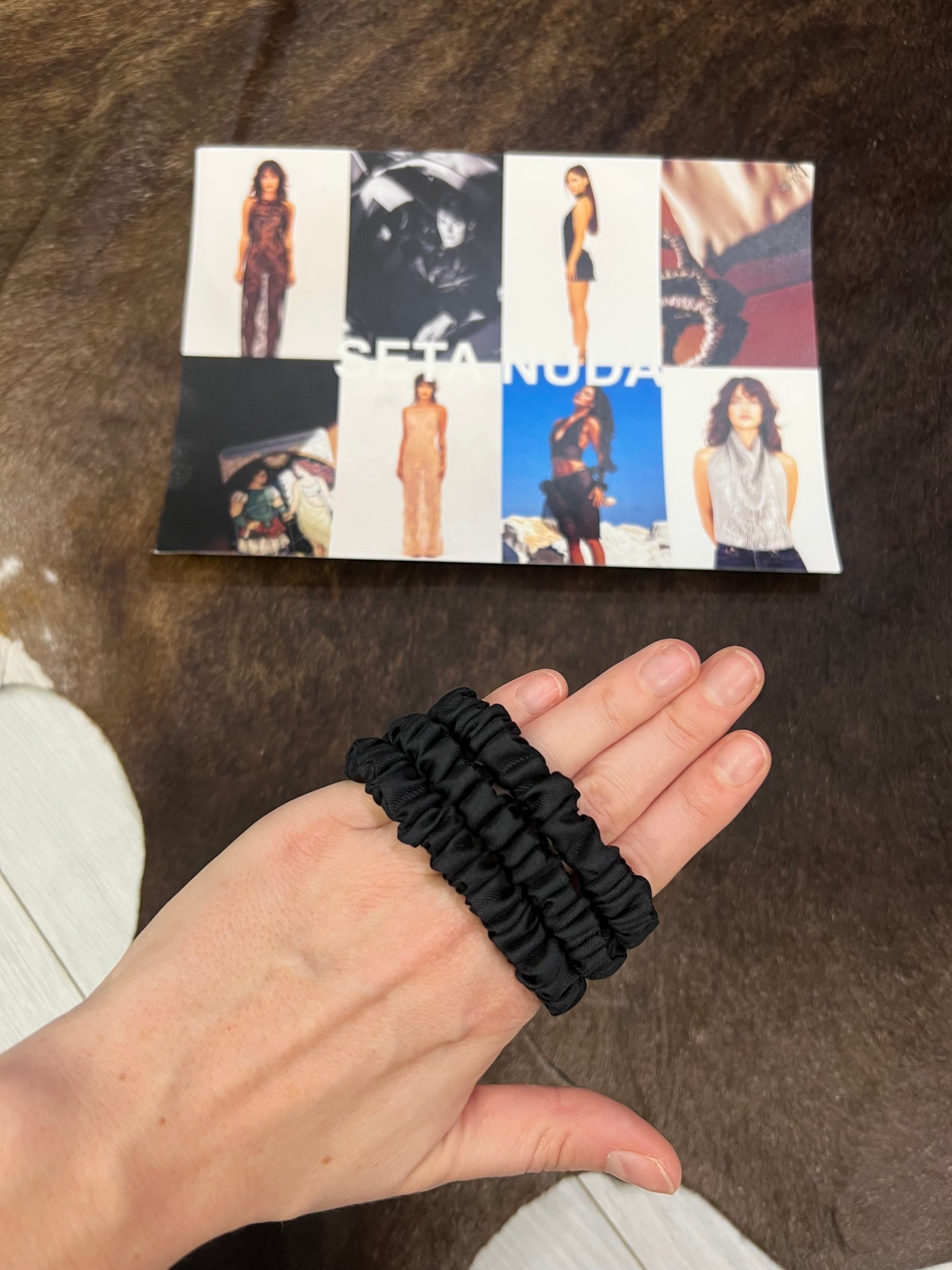 3 Pack Small Silk Scrunchies Black Matte