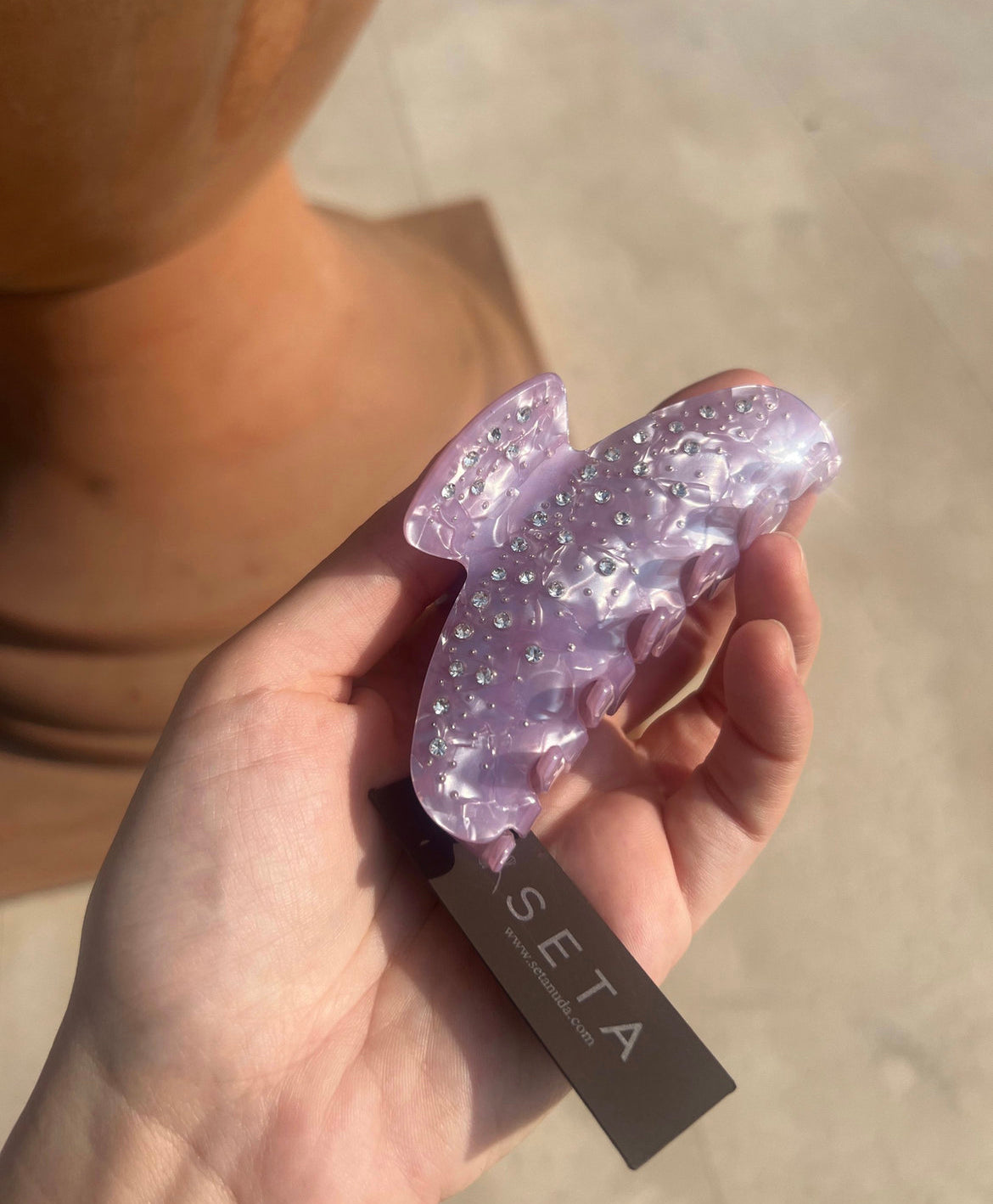 Fermaglio per capelli con diamante viola morbido