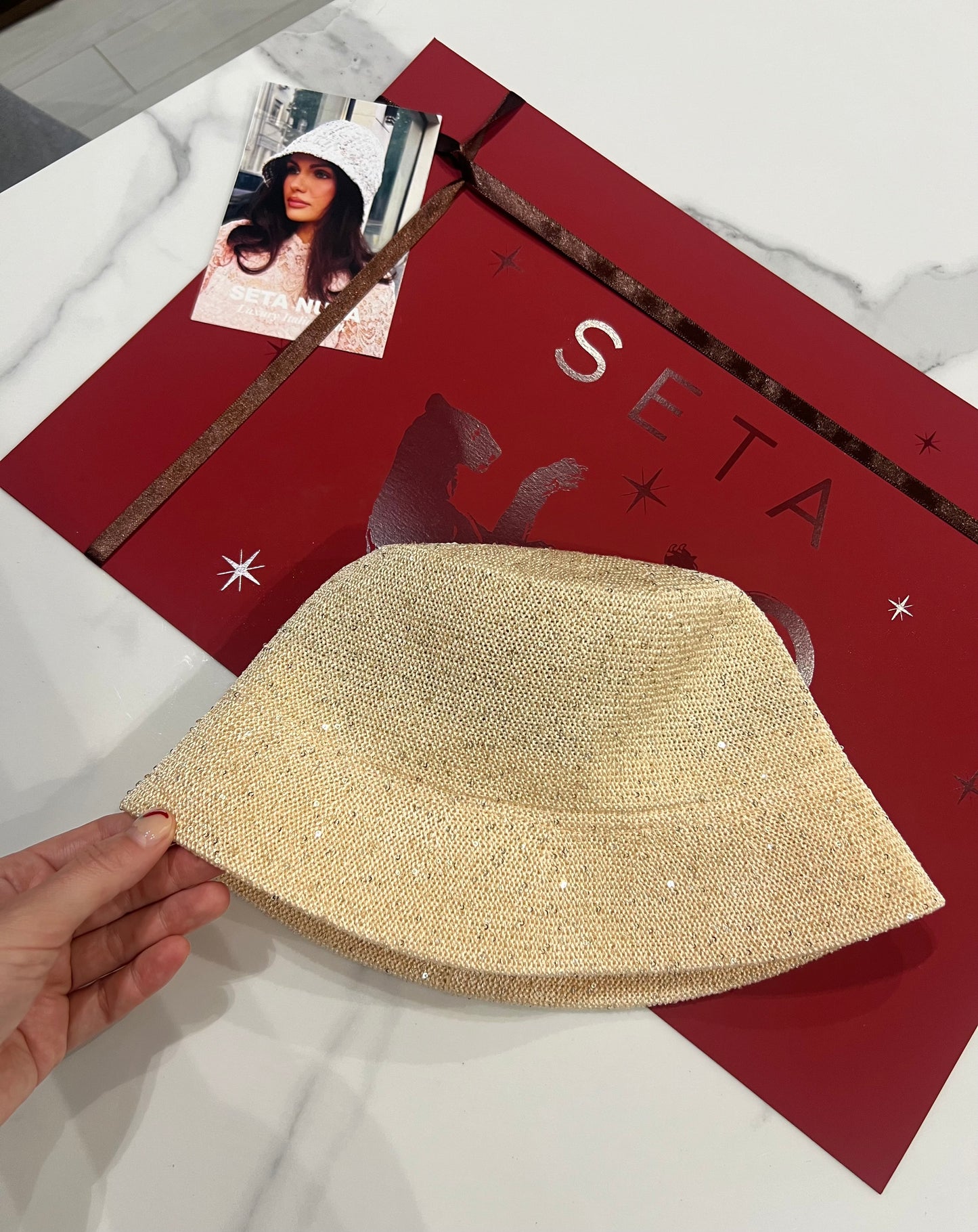 Light Gold Payettes Silk Bucket Hat