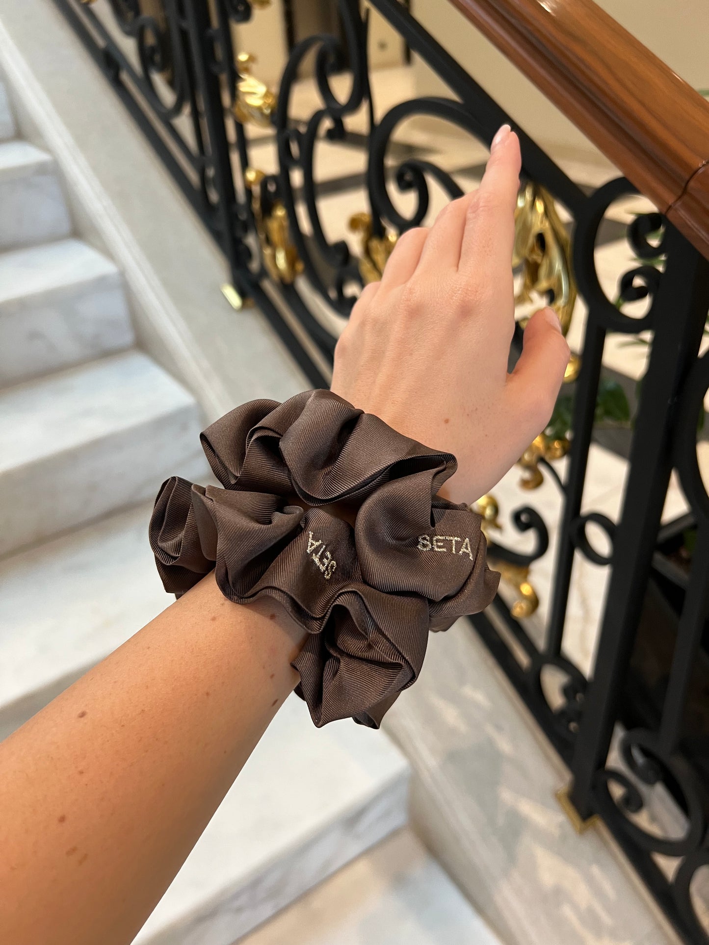 Matte Brown Silk Scrunchie